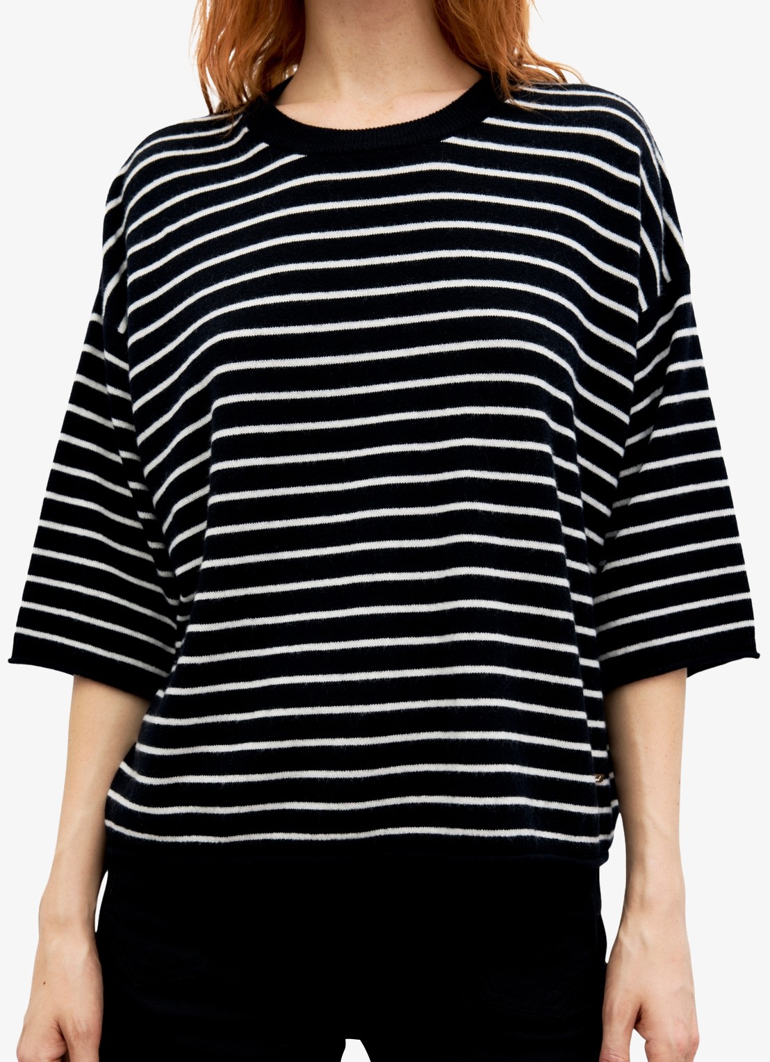 Gerard Darel Raya top van wol met streepprint - detail 2 zwart