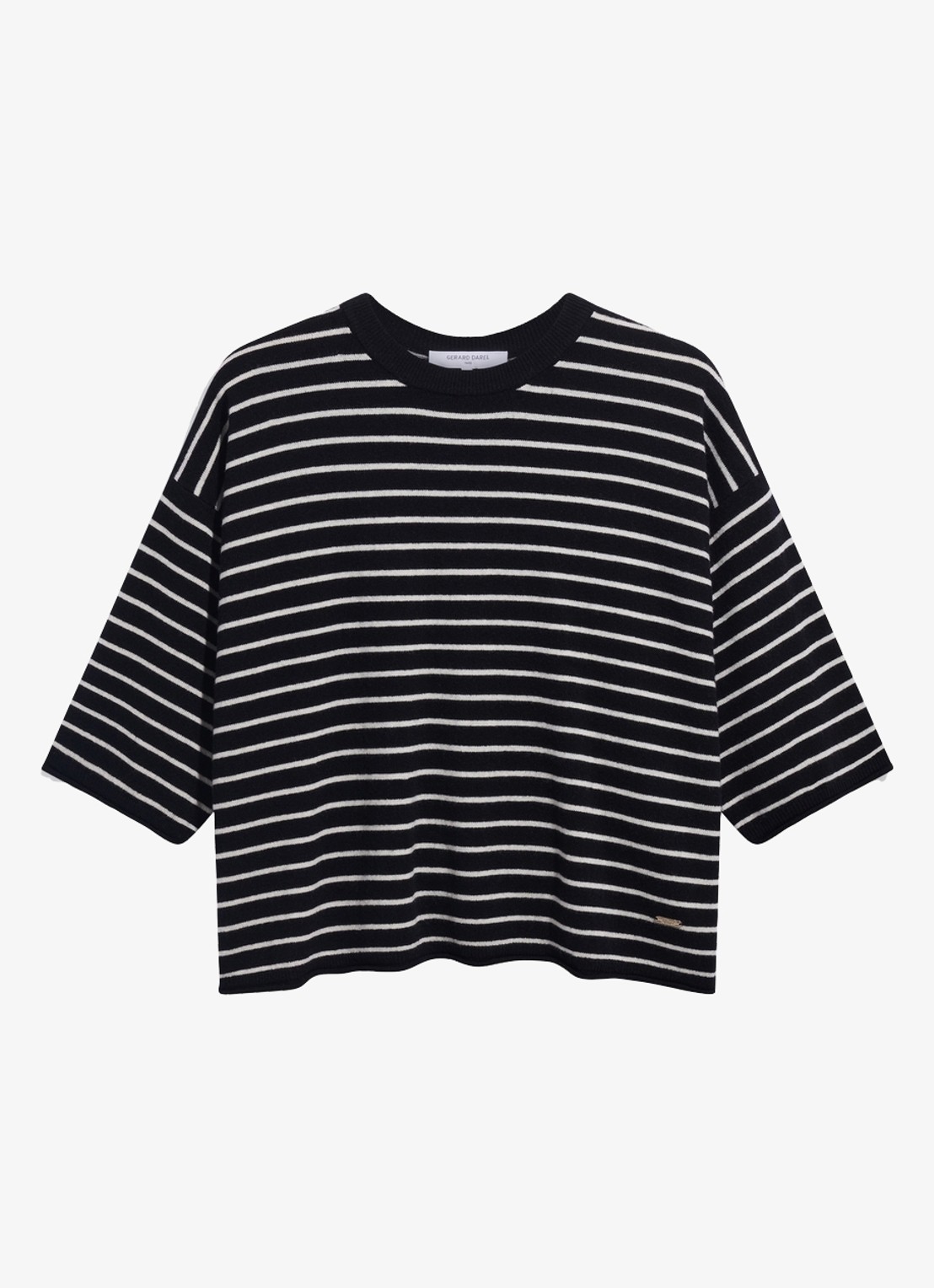 Gerard Darel Raya top van wol met streepprint - voorkant 3 zwart