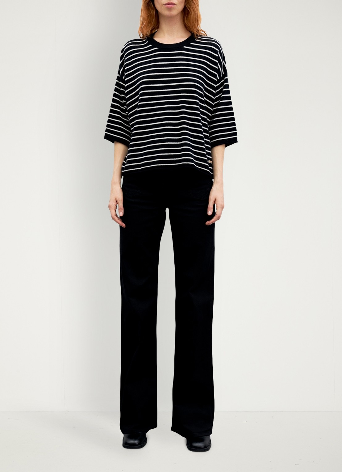 Gerard Darel Raya top van wol met streepprint - voorkant 4 zwart