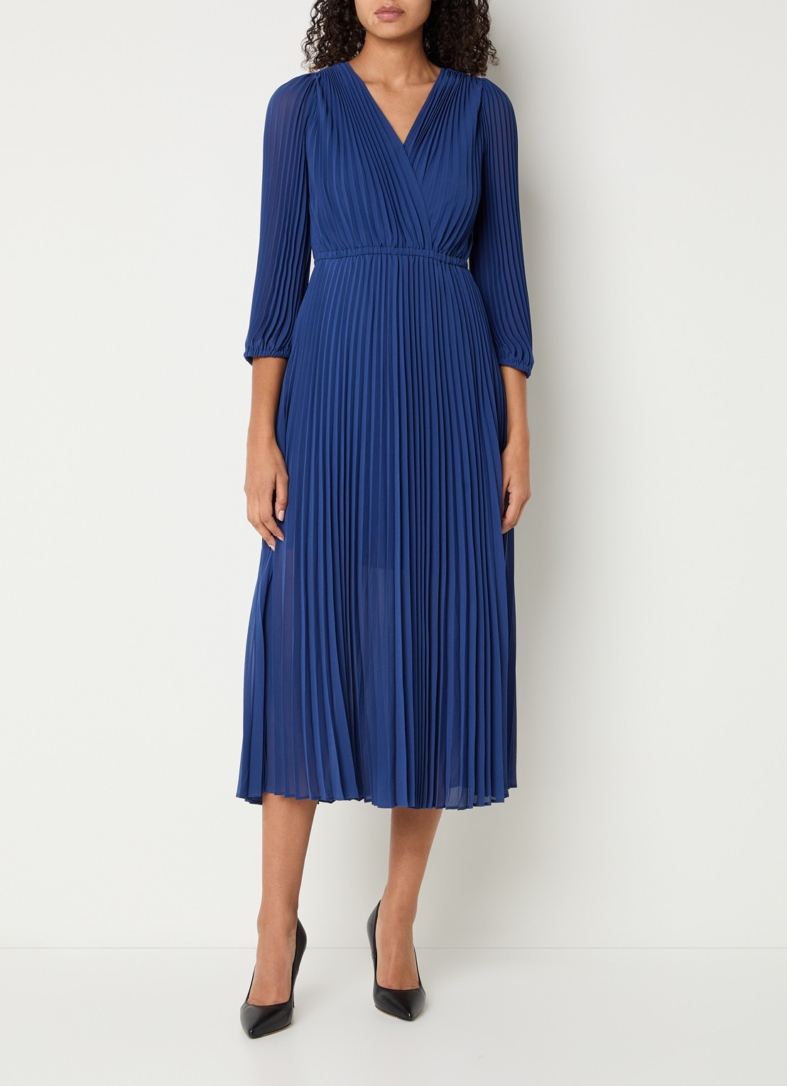 Gerard Darel Rayna midi jurk met plooien - detail 4 blauw
