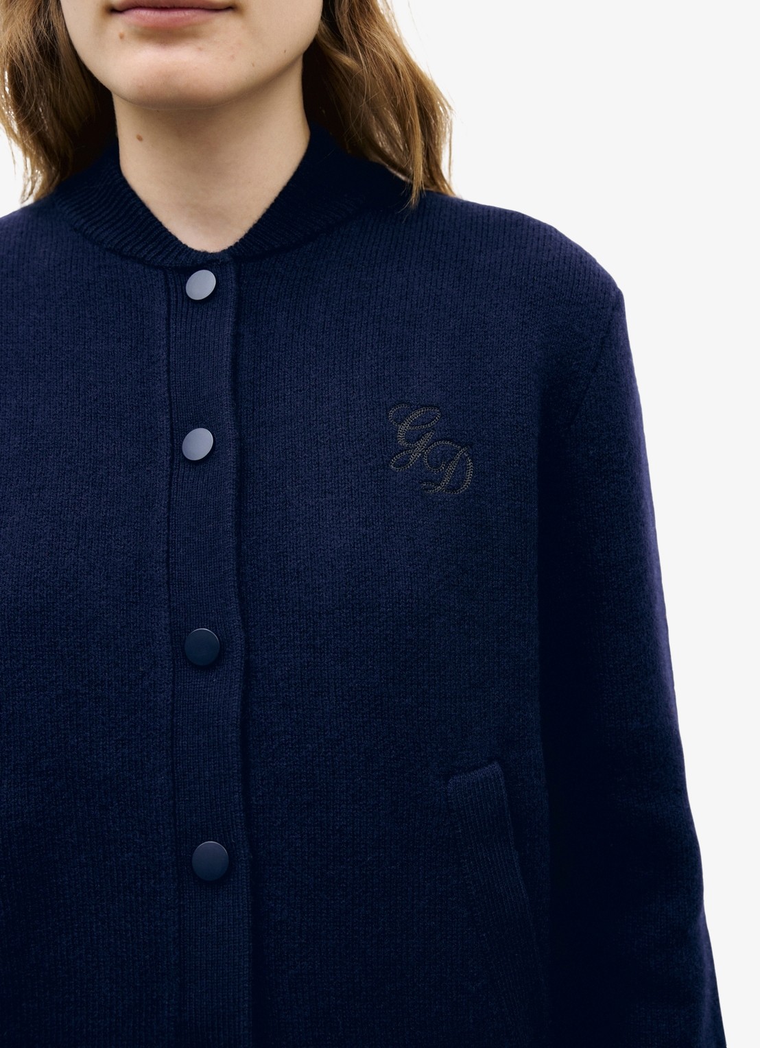 Gerard Darel Rea fijngebreid vest van wol met borduring - detail 2 blauw