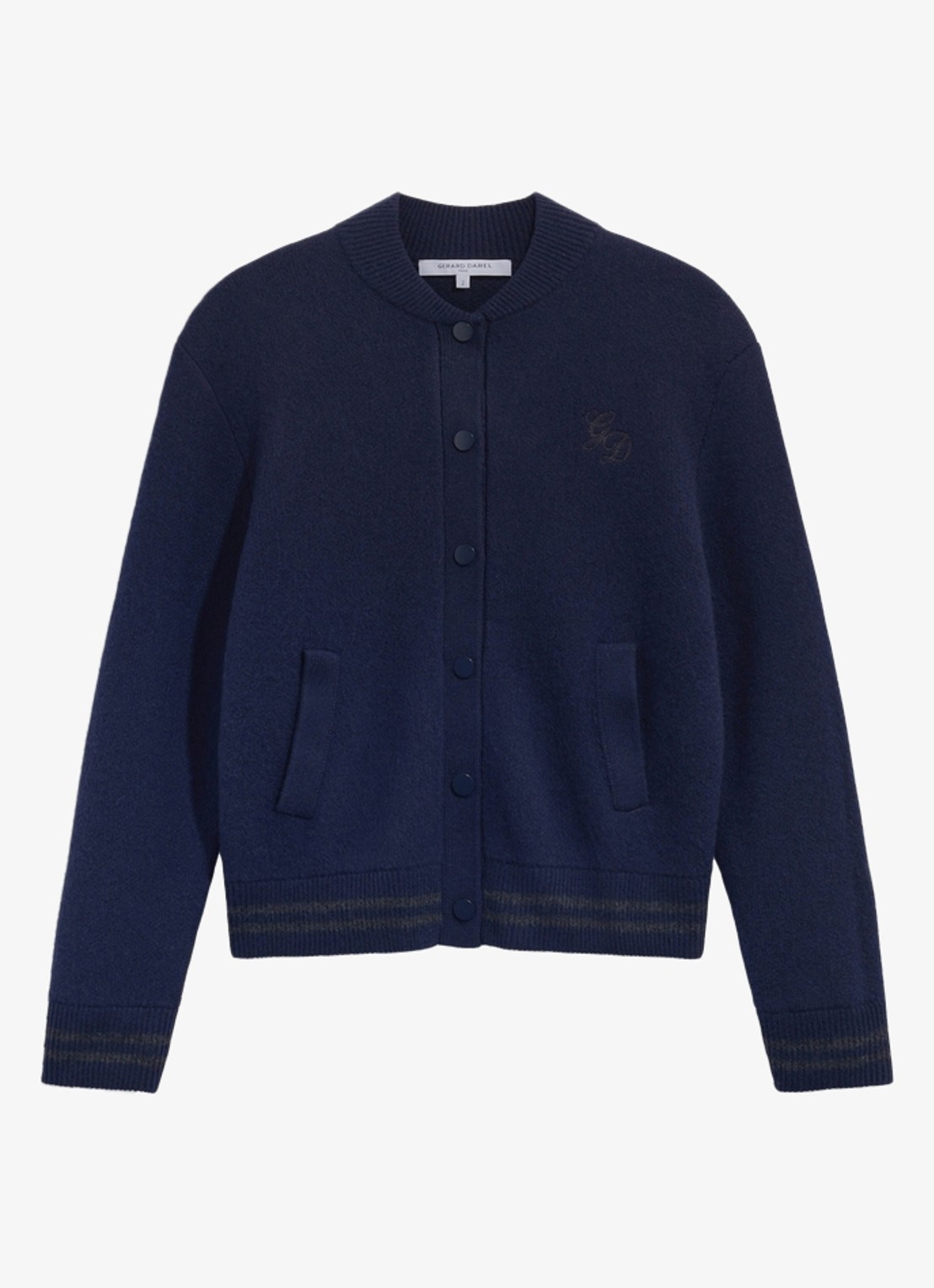 Gerard Darel Rea fijngebreid vest van wol met borduring - voorkant 3 blauw