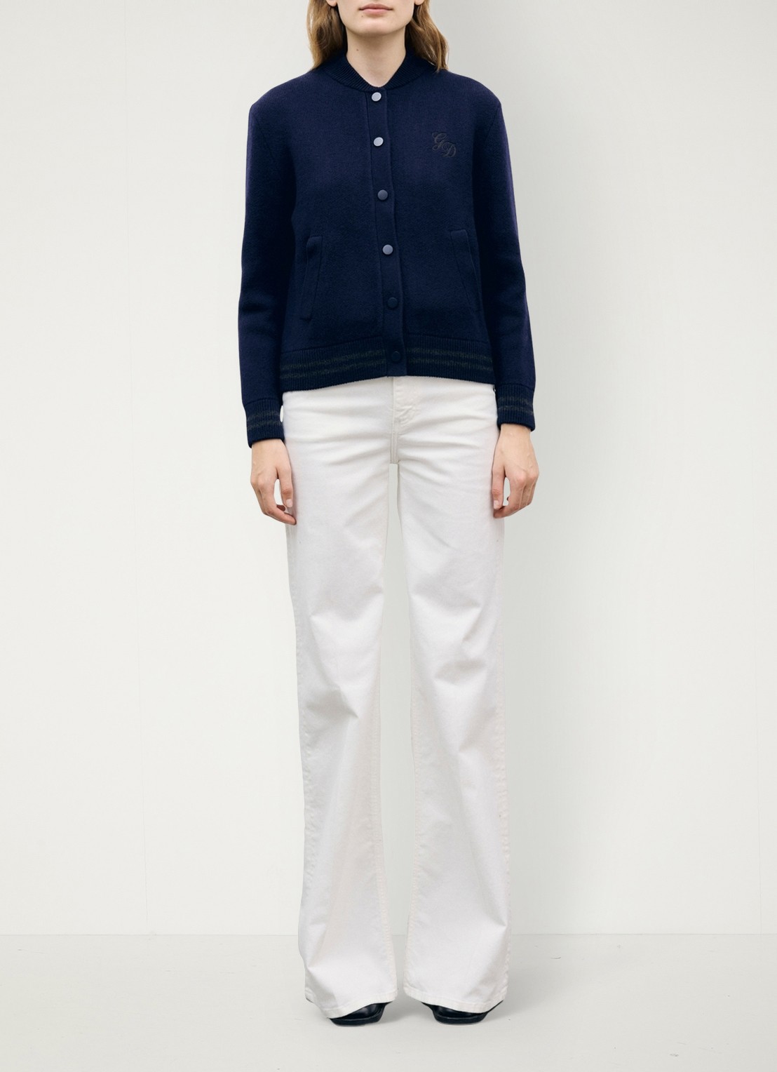Gerard Darel Rea fijngebreid vest van wol met borduring - voorkant 4 blauw