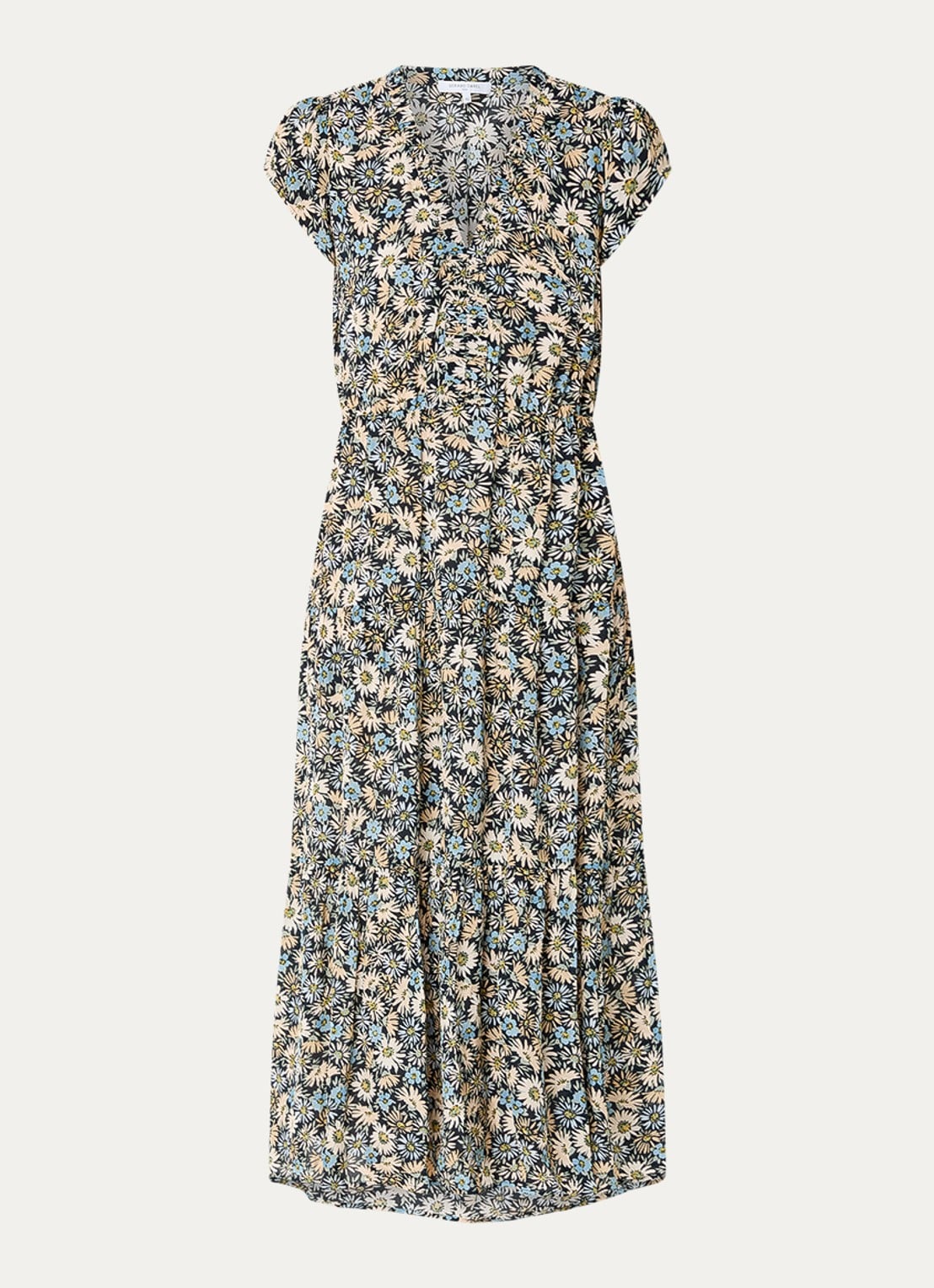Gerard Darel Reina midi jurk met bloemenprint - voorkant 2 blauw