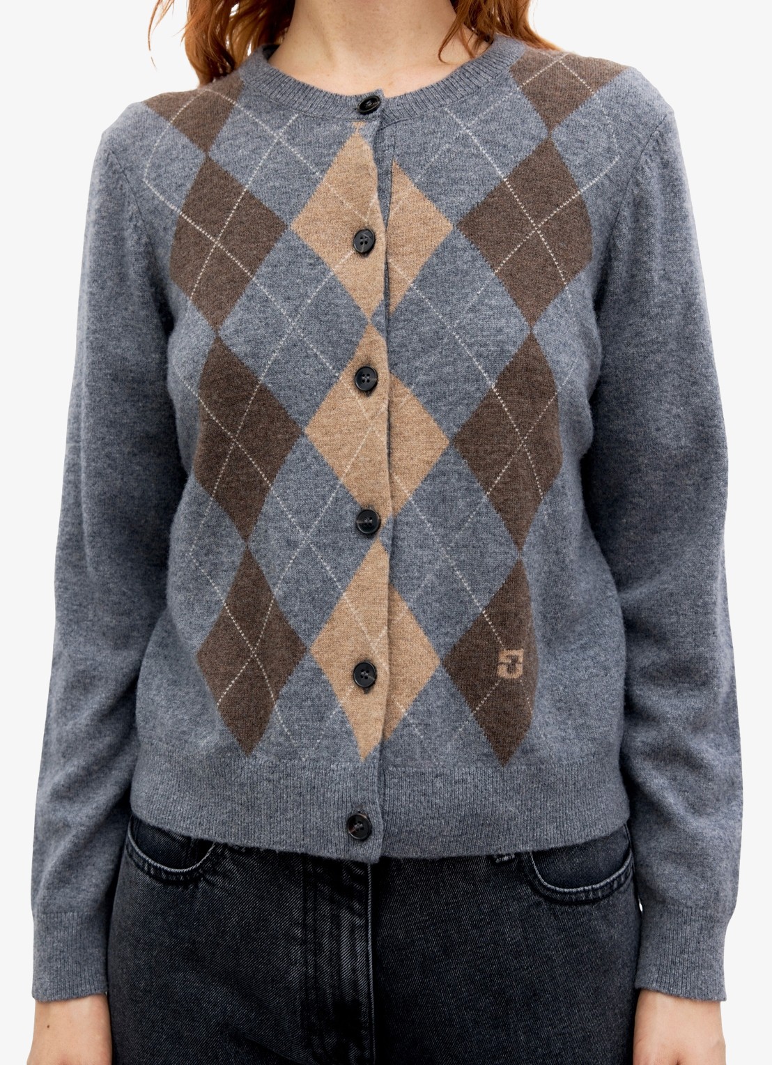 Gerard Darel Rely fijngebreid vest van wol - detail 3 grijs