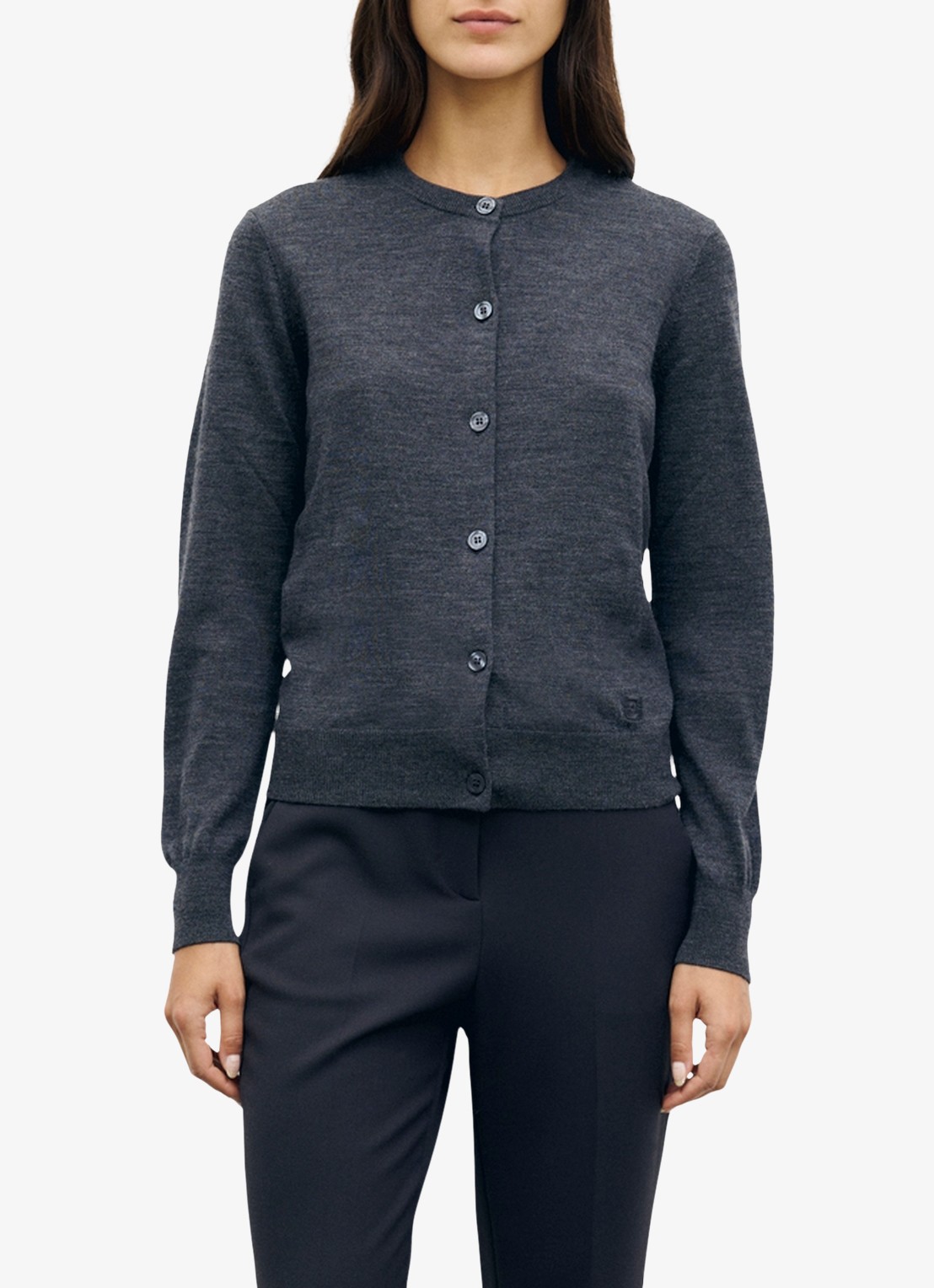 Gerard Darel Rene fijngebreid vest van merino wol - detail 2 blauwgrijs