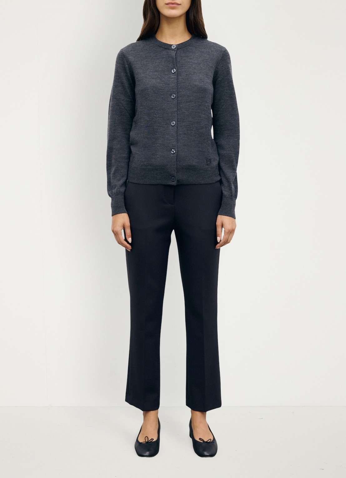 Gerard Darel Rene fijngebreid vest van merino wol - voorkant 5 blauwgrijs