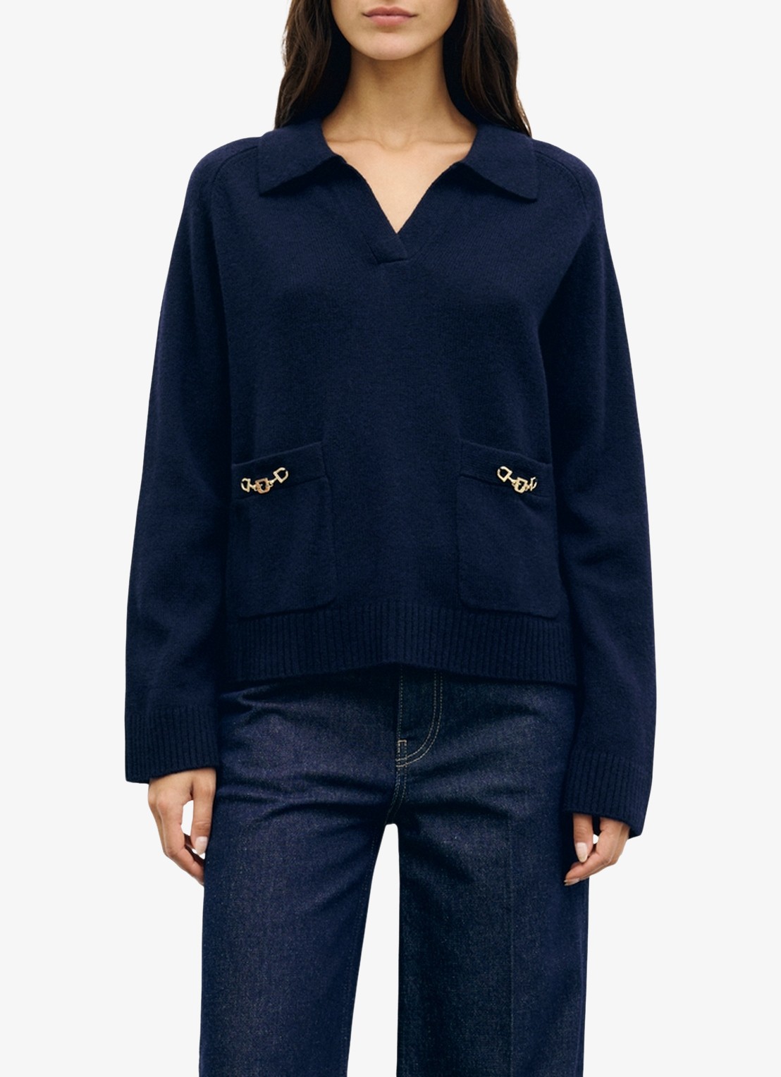 Gerard Darel Reni fijngebreide trui van merino wol - detail 3 blauw