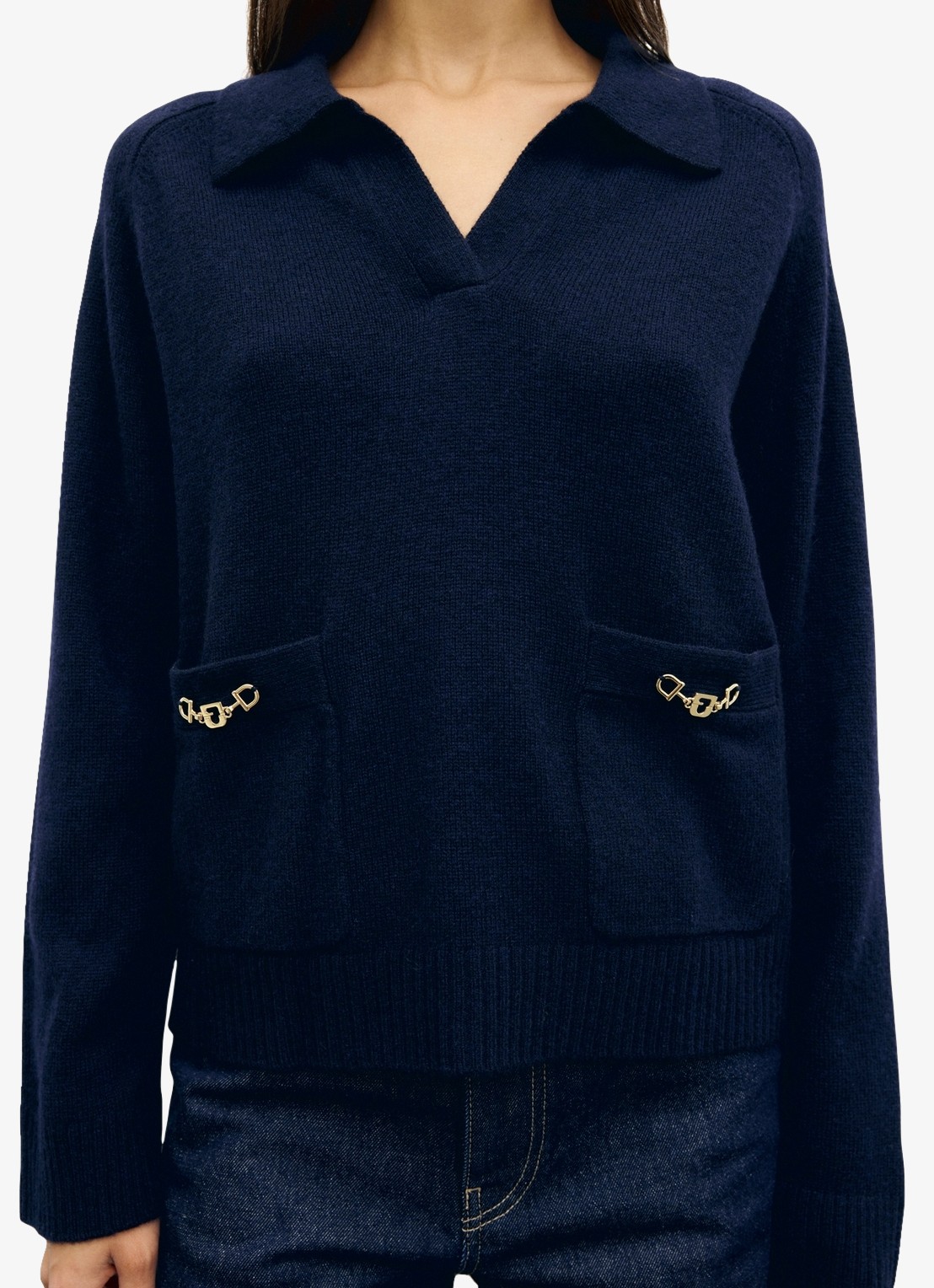 Gerard Darel Reni fijngebreide trui van merino wol - detail 4 blauw