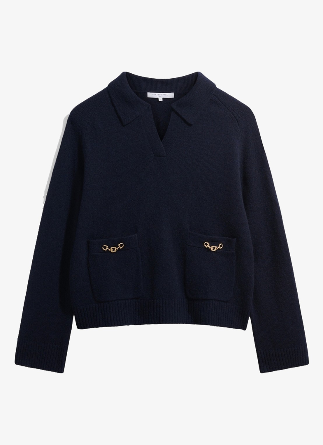 Gerard Darel Reni fijngebreide trui van merino wol - voorkant blauw