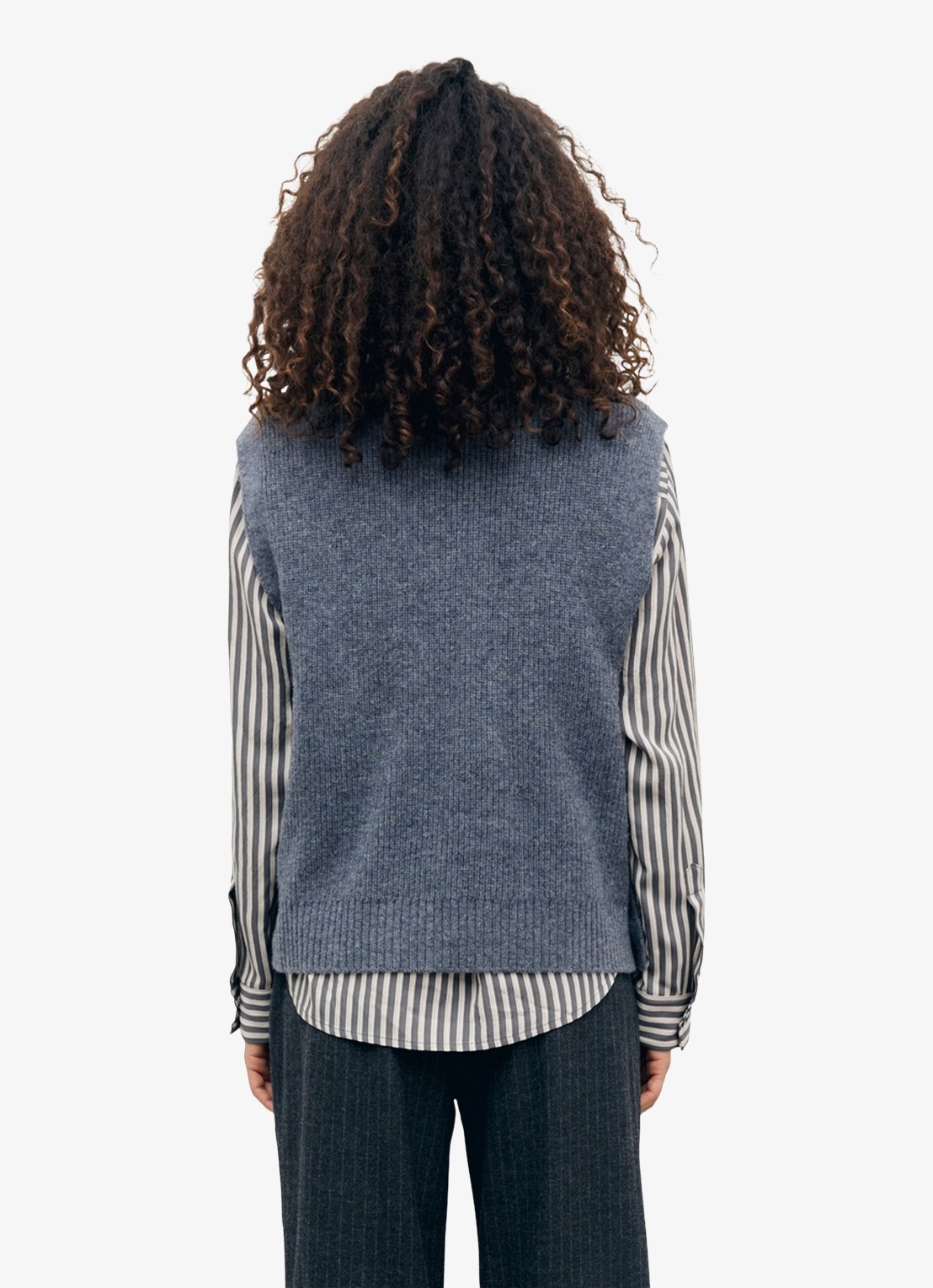 Gerard Darel Renia specer van wol met V-hals - achterkant 3 blauwgrijs
