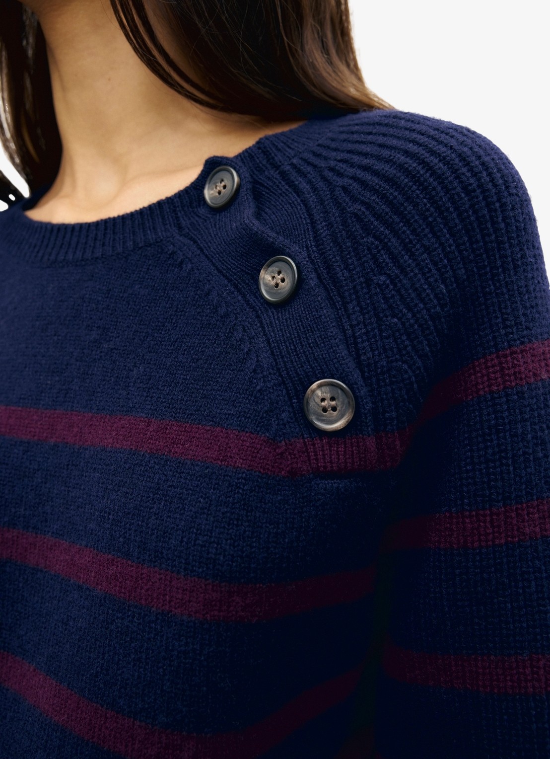Gerard Darel Reny fijngebreide trui van wol met streepprint - detail 4 blauw