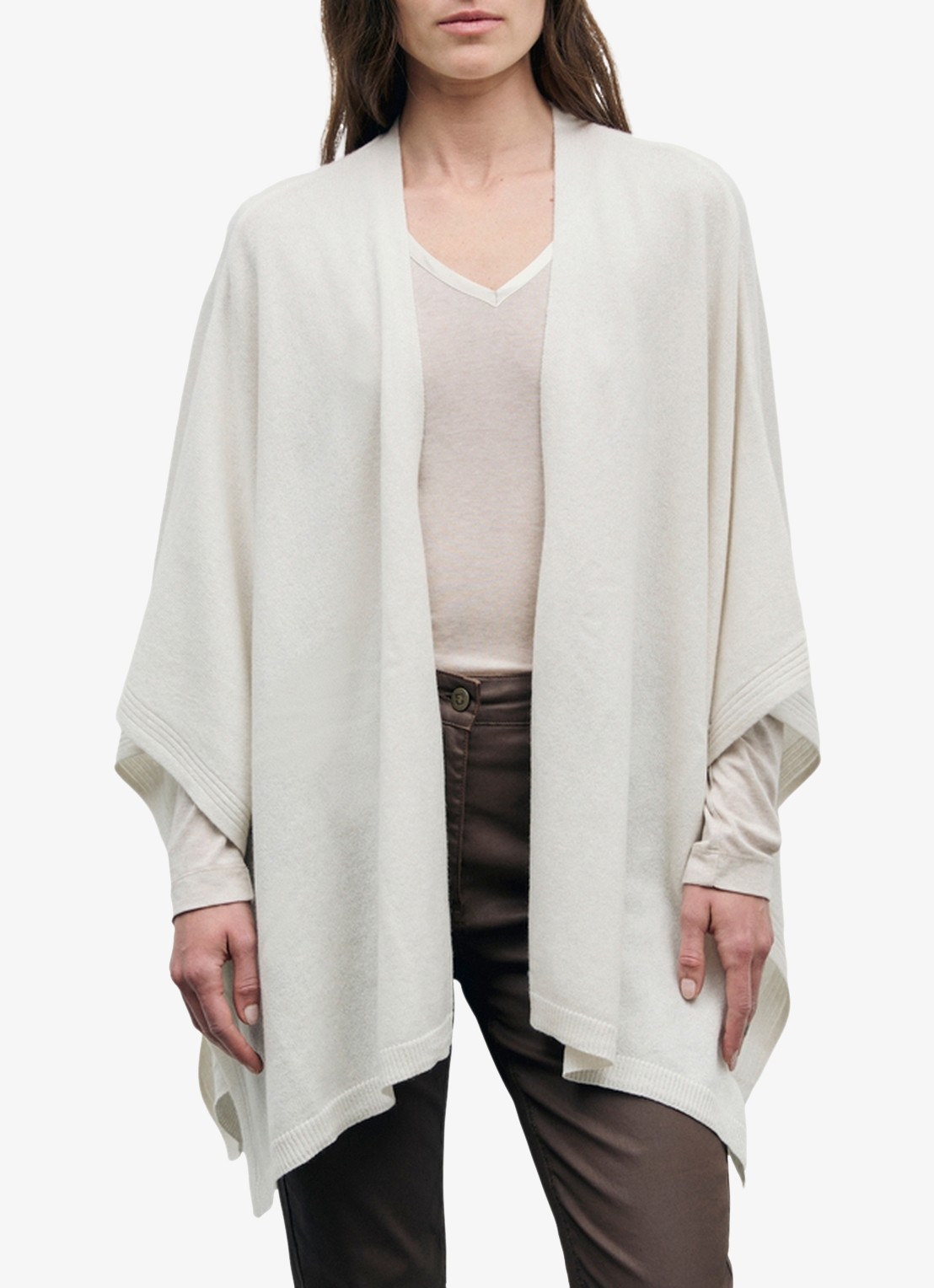 Gerard Darel Reya fijngebreide poncho van kasjmier - detail 4 creme