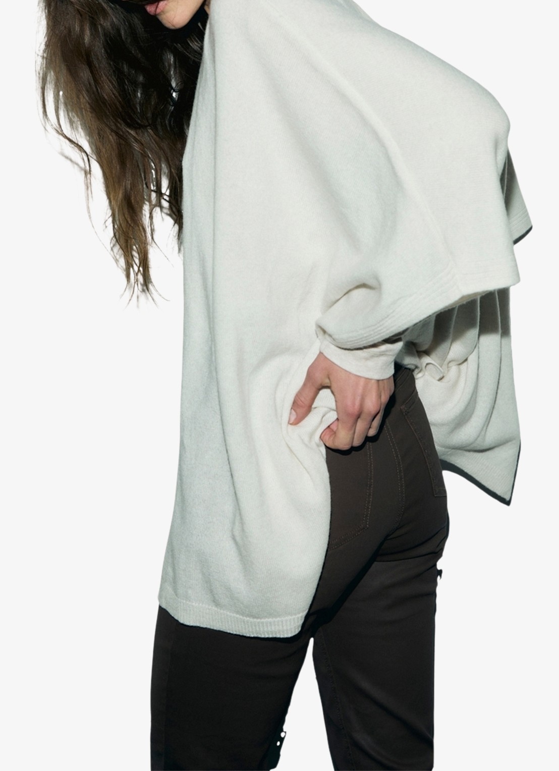Gerard Darel Reya fijngebreide poncho van kasjmier - detail 5 creme