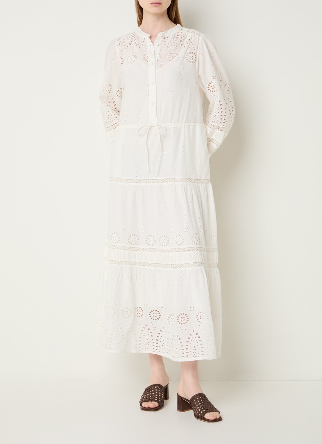 Gerard Darel Rhonie maxi blousejurk met broderie - detail 4 creme