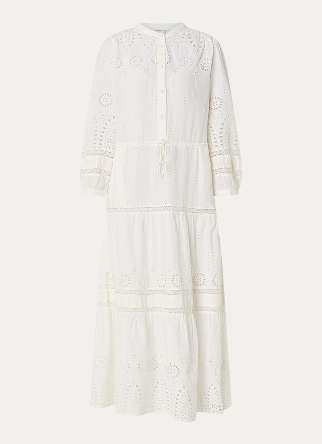 Gerard Darel Rhonie maxi blousejurk met broderie - voorkant creme