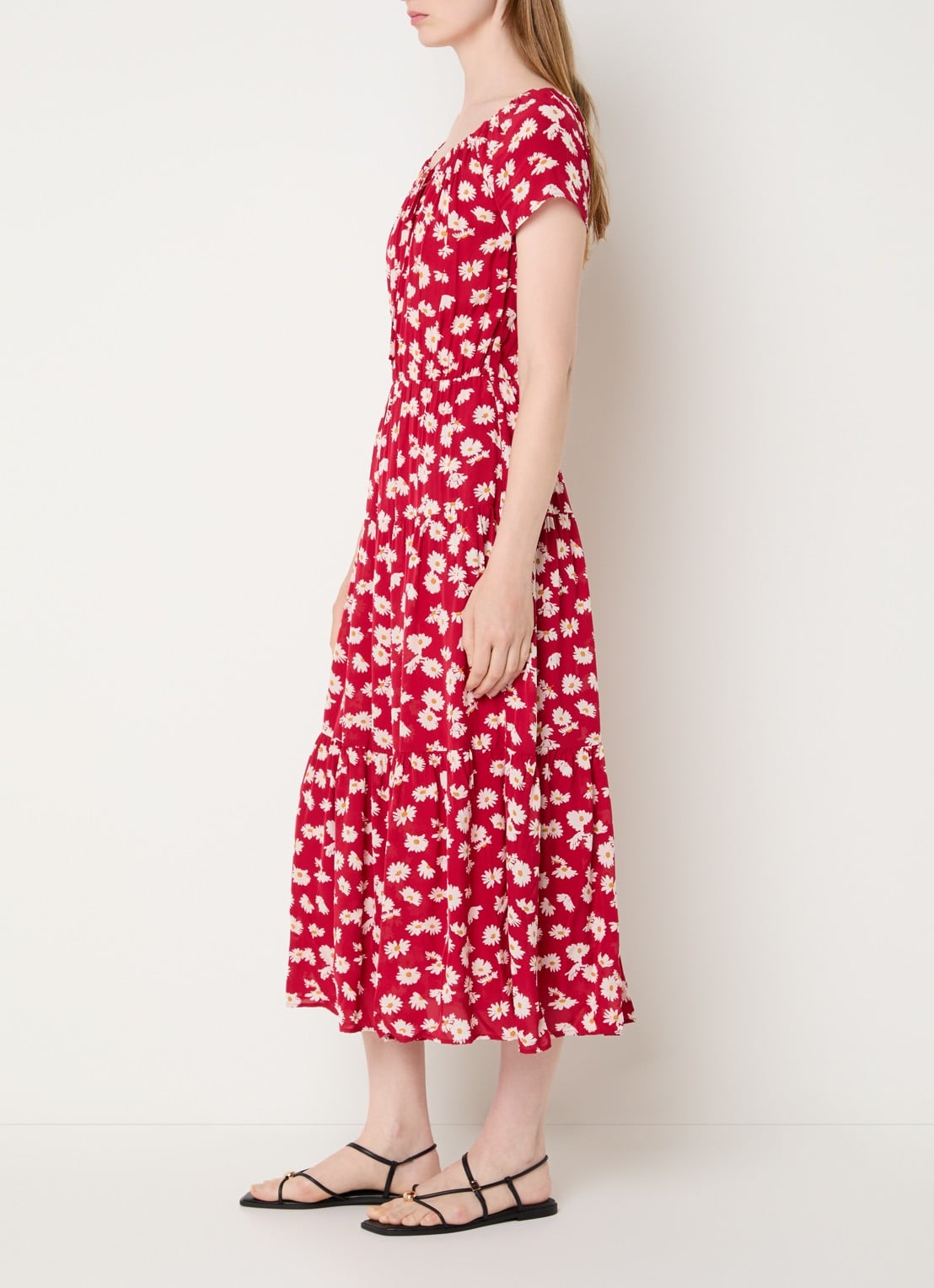 Gerard Darel Rifka midi tuniekjurk met bloemenprint - voorkant 4 rood