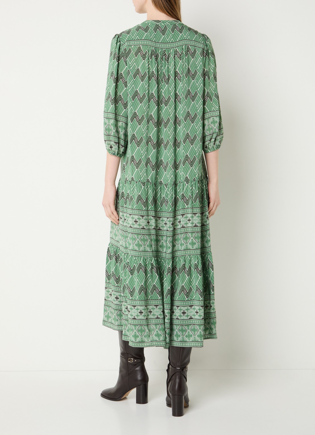 Gerard Darel Riham midi tuniekjurk met grafische print - achterkant 4 groen