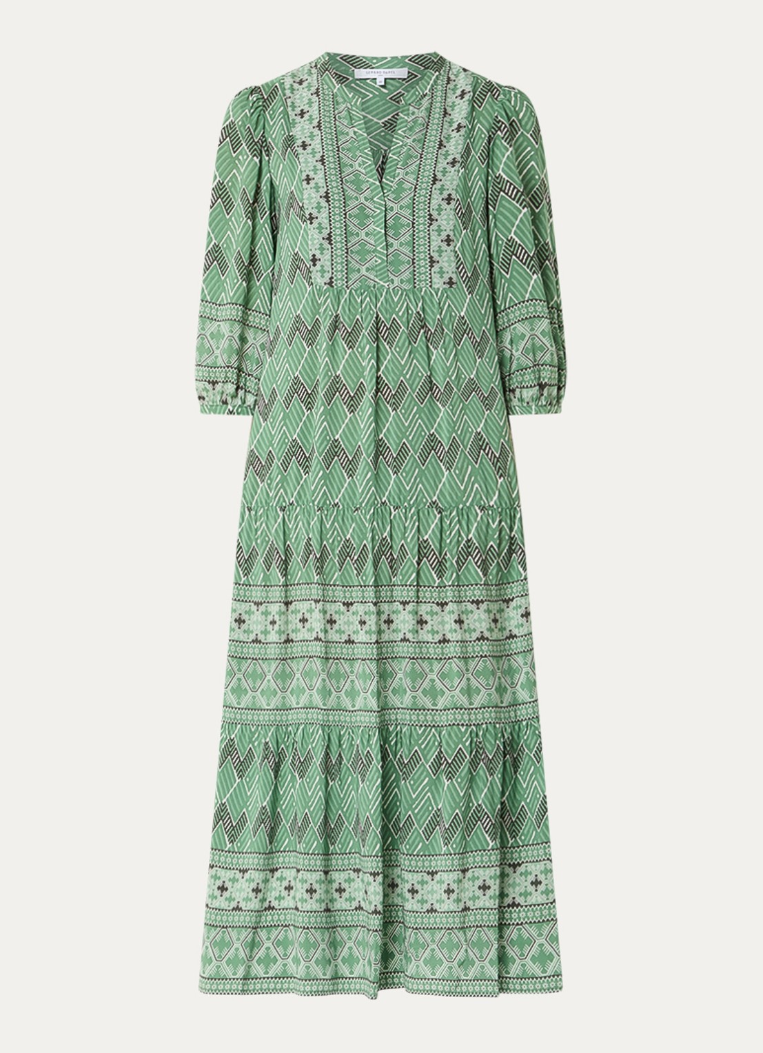 Gerard Darel Riham midi tuniekjurk met grafische print - voorkant groen