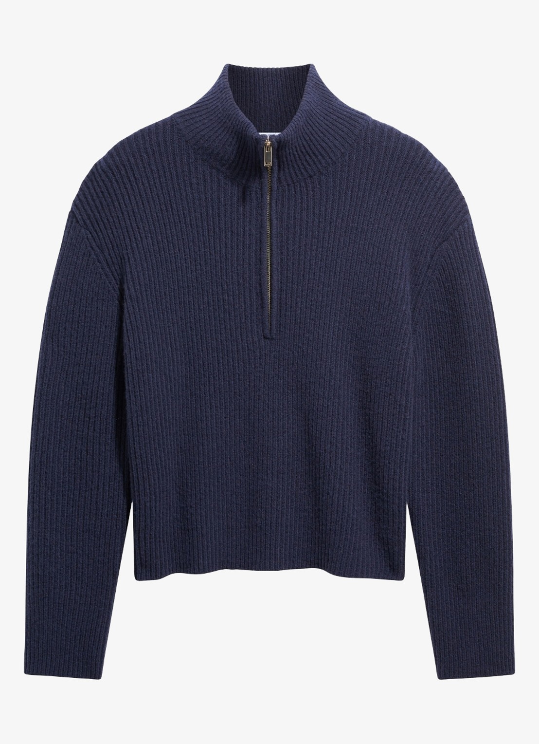 Gerard Darel Rika ribgebreide coltrui met have rits - voorkant donkerblauw