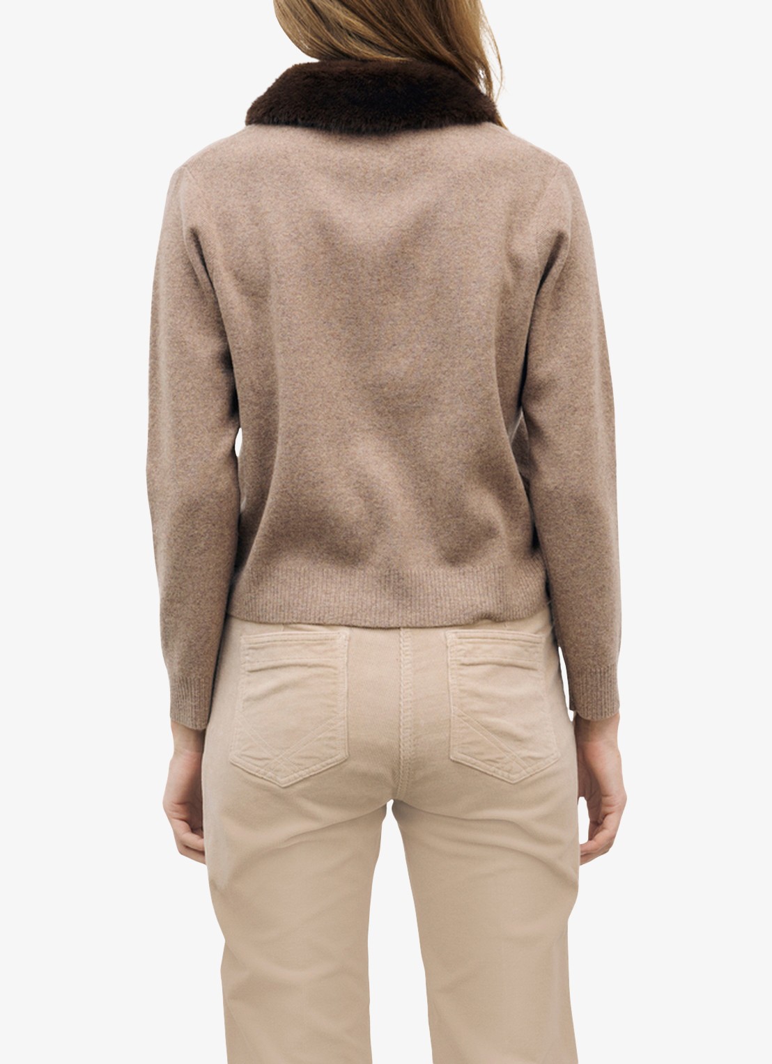 Gerard Darel Rila vest van wol met afneembare kraag - achterkant 3 zand