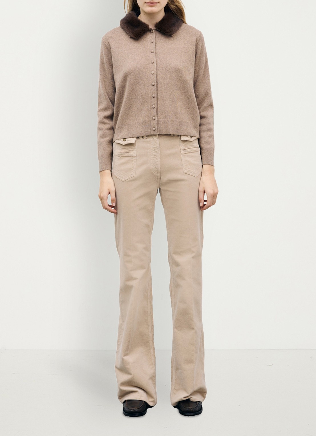 Gerard Darel Rila vest van wol met afneembare kraag - voorkant 2 zand