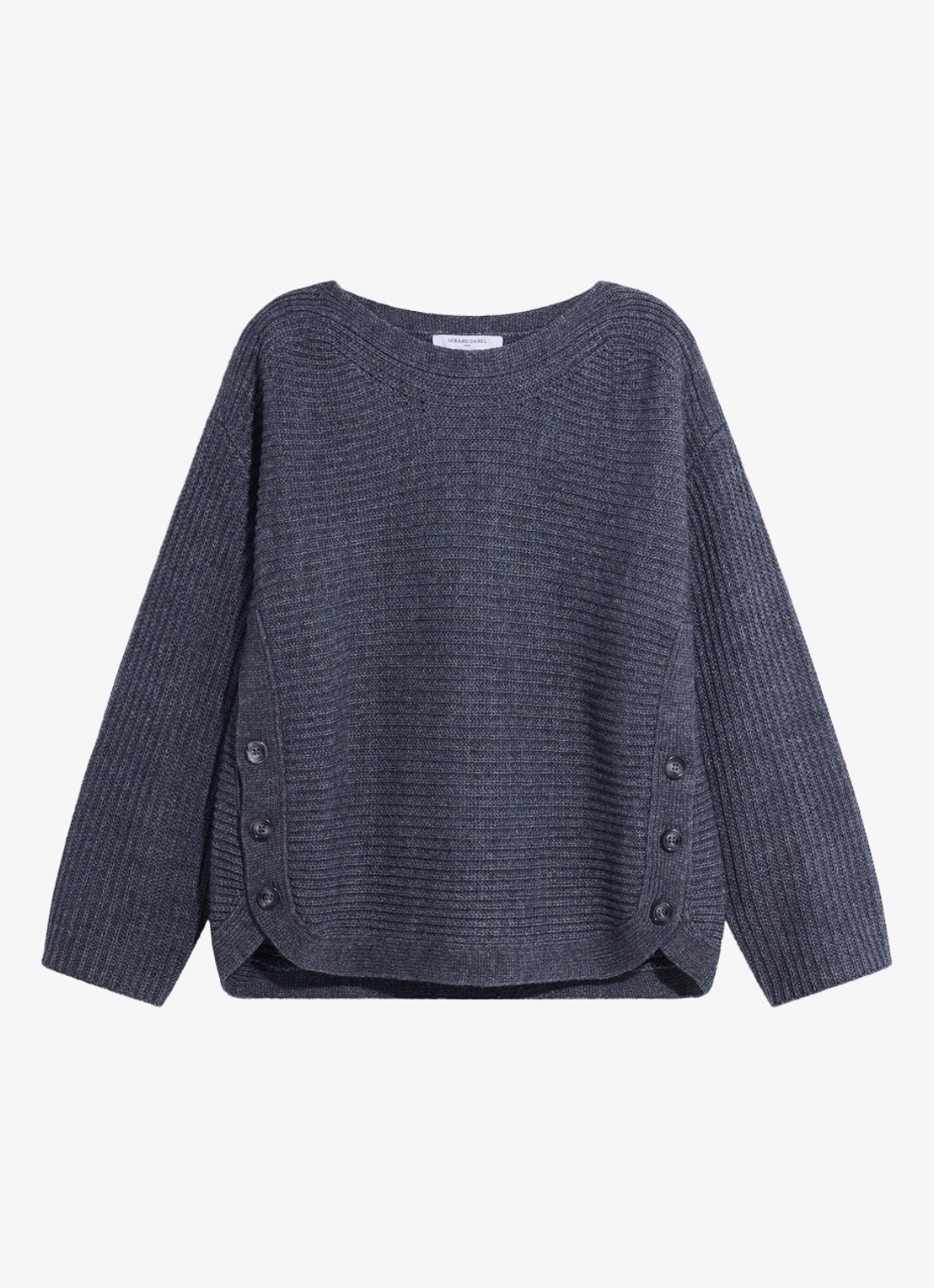 Gerard Darel Riva grofgebreide trui in wolblend met boothals - voorkant 4 blauwgrijs