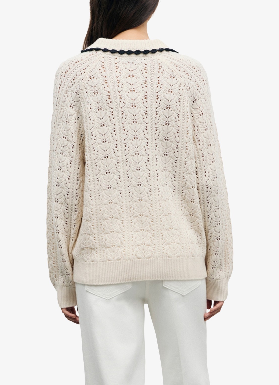 Gerard Darel Roca grofgebreide trui met polokraag - achterkant creme