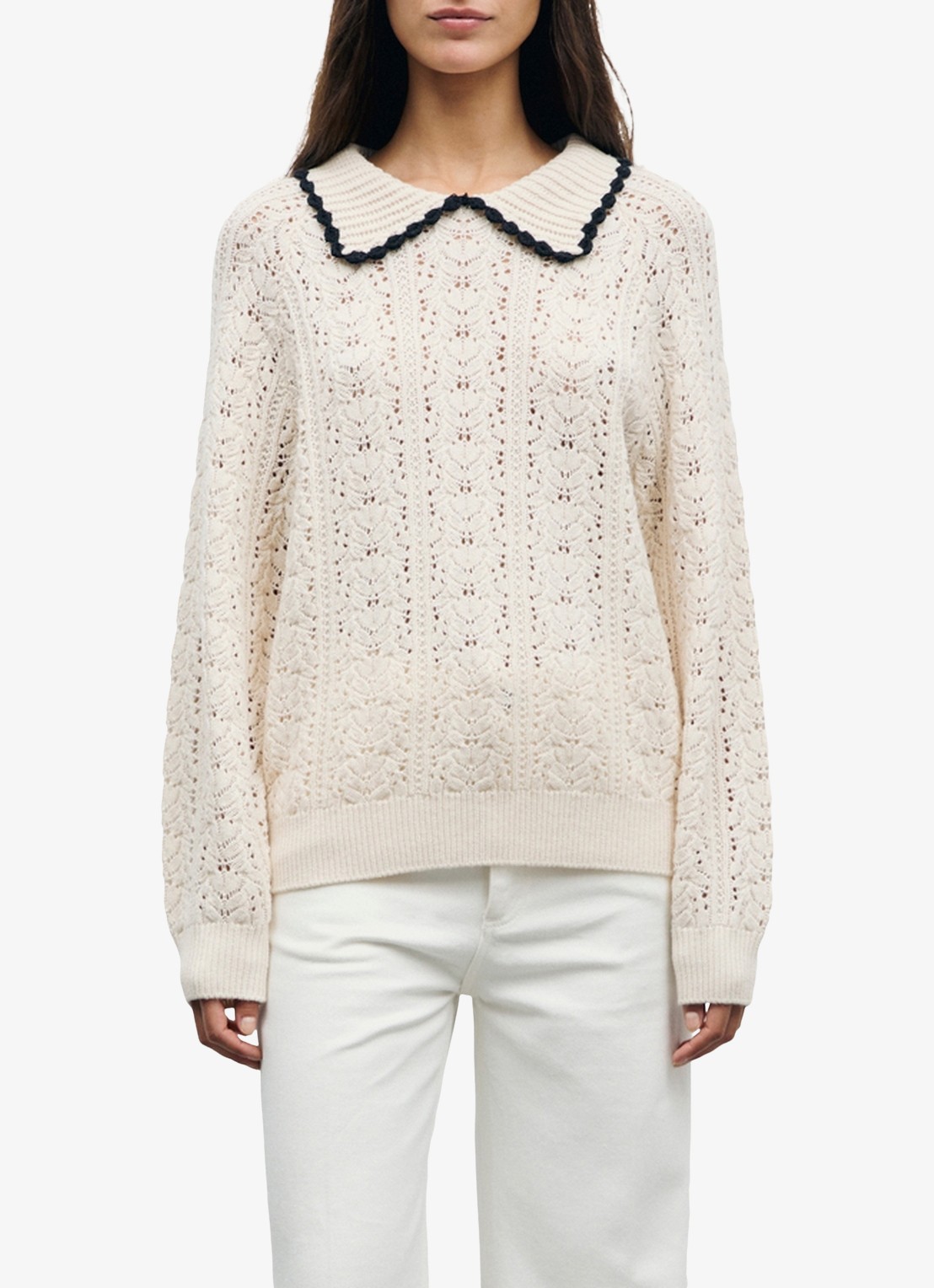 Gerard Darel Roca grofgebreide trui met polokraag - detail 6 creme