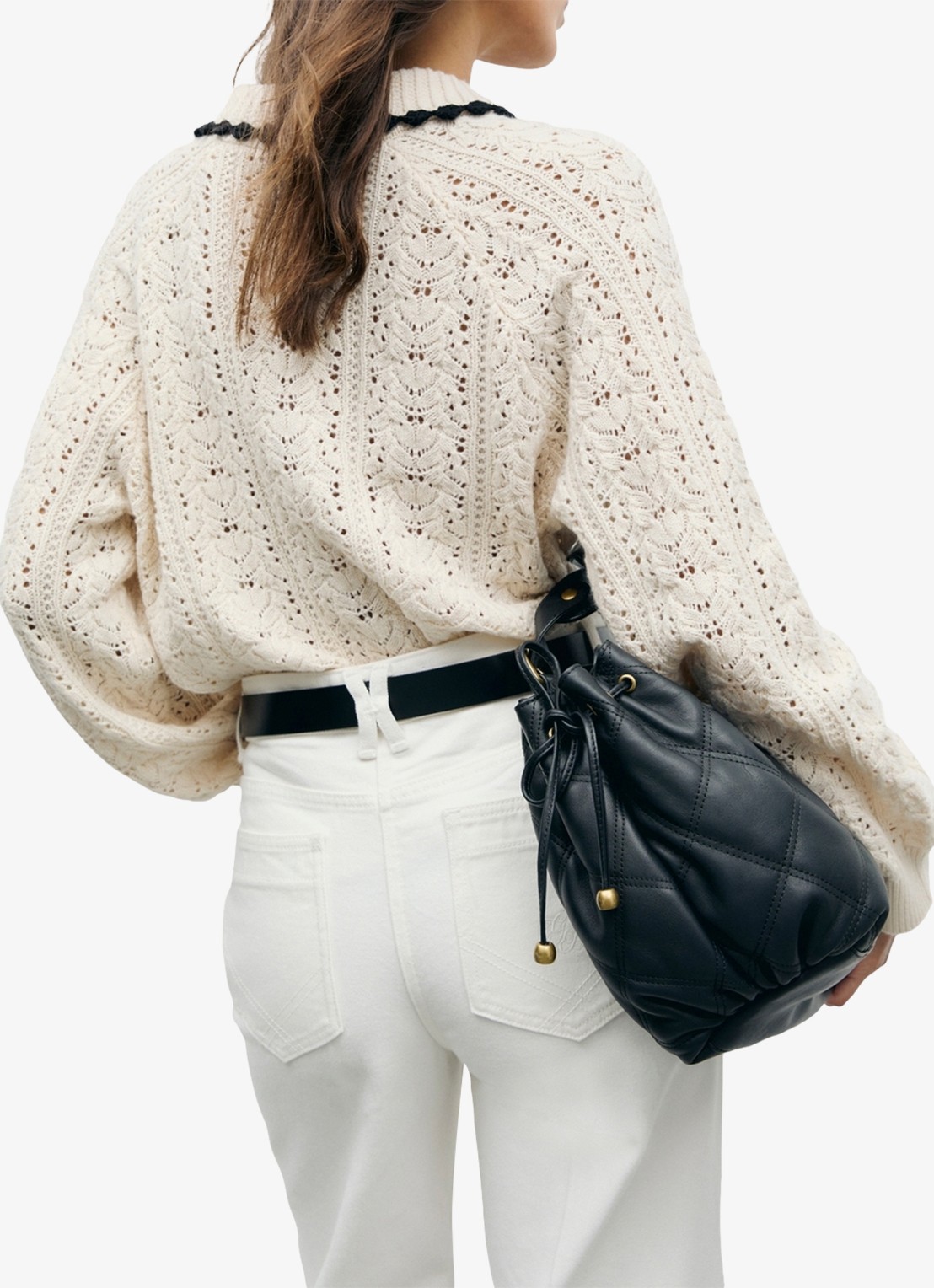 Gerard Darel Roca grofgebreide trui met polokraag - detail 7 creme