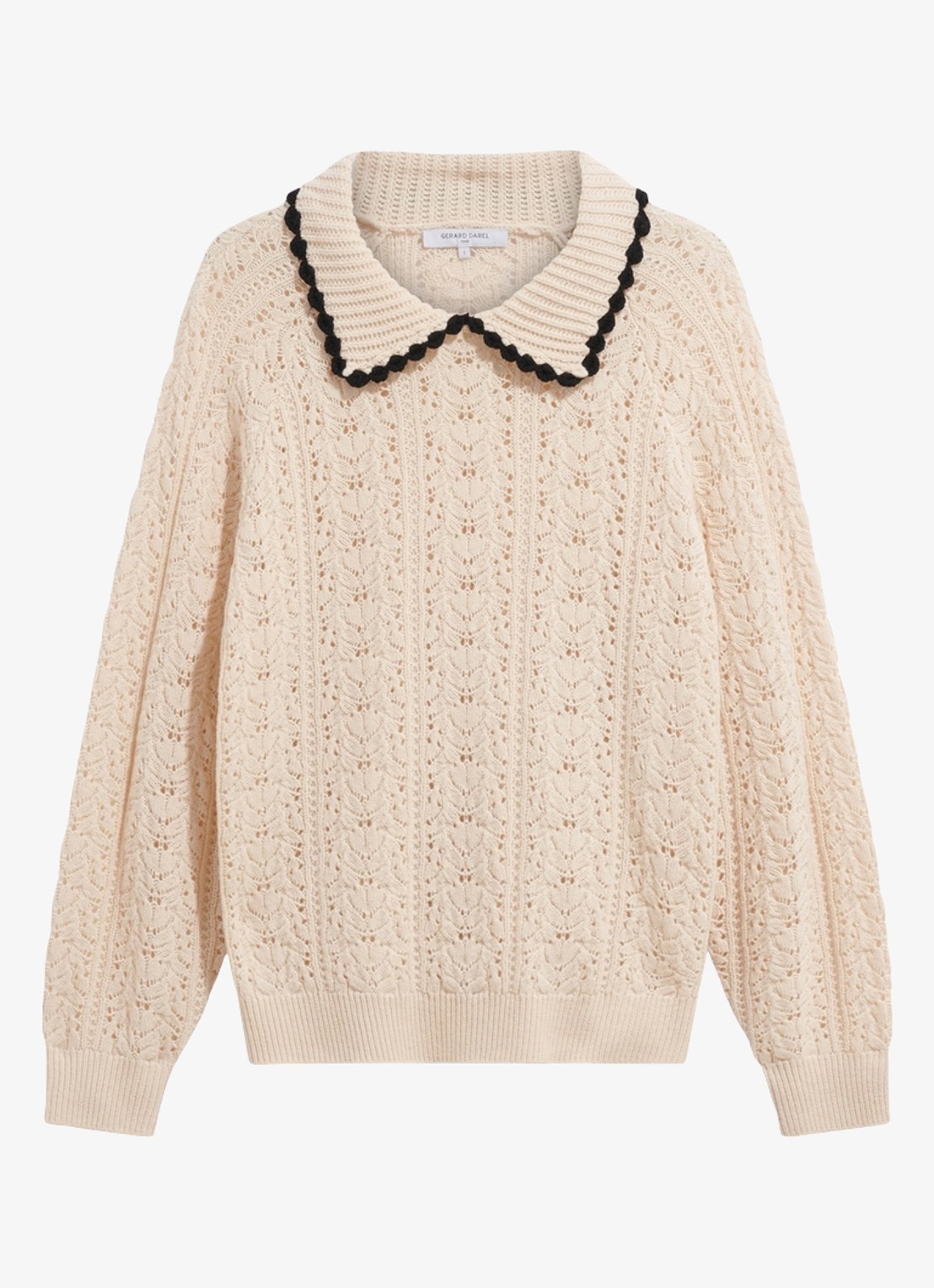 Gerard Darel Roca grofgebreide trui met polokraag - voorkant 3 creme