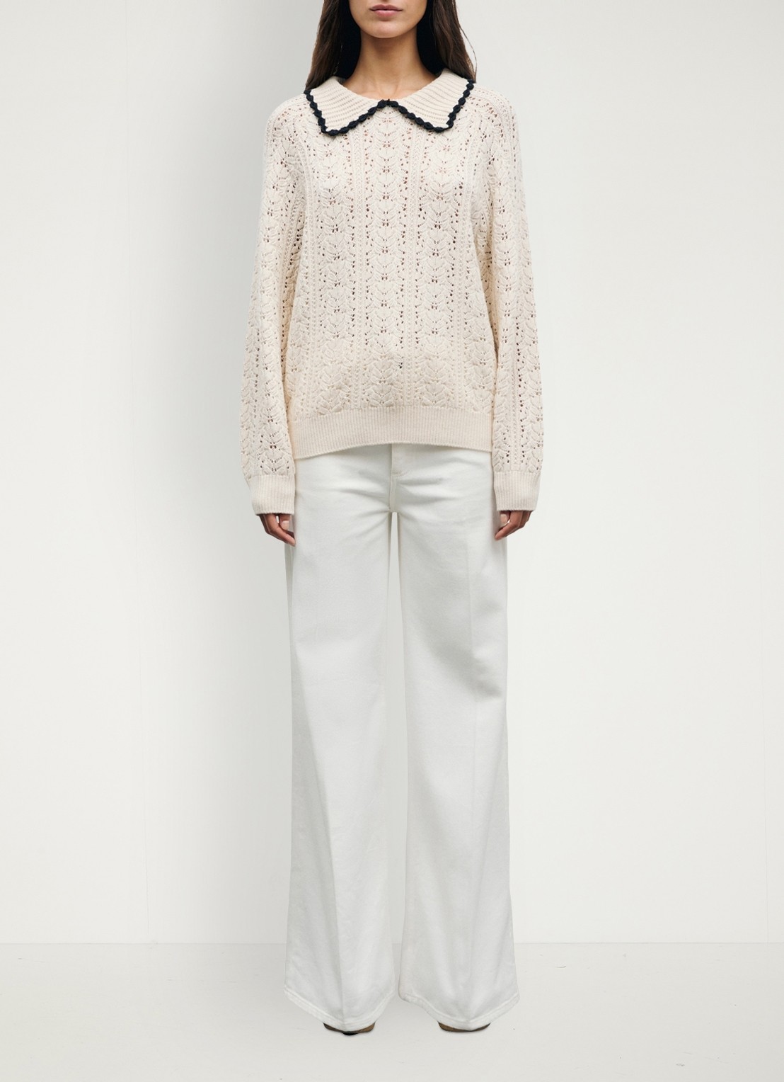 Gerard Darel Roca grofgebreide trui met polokraag - voorkant 4 creme