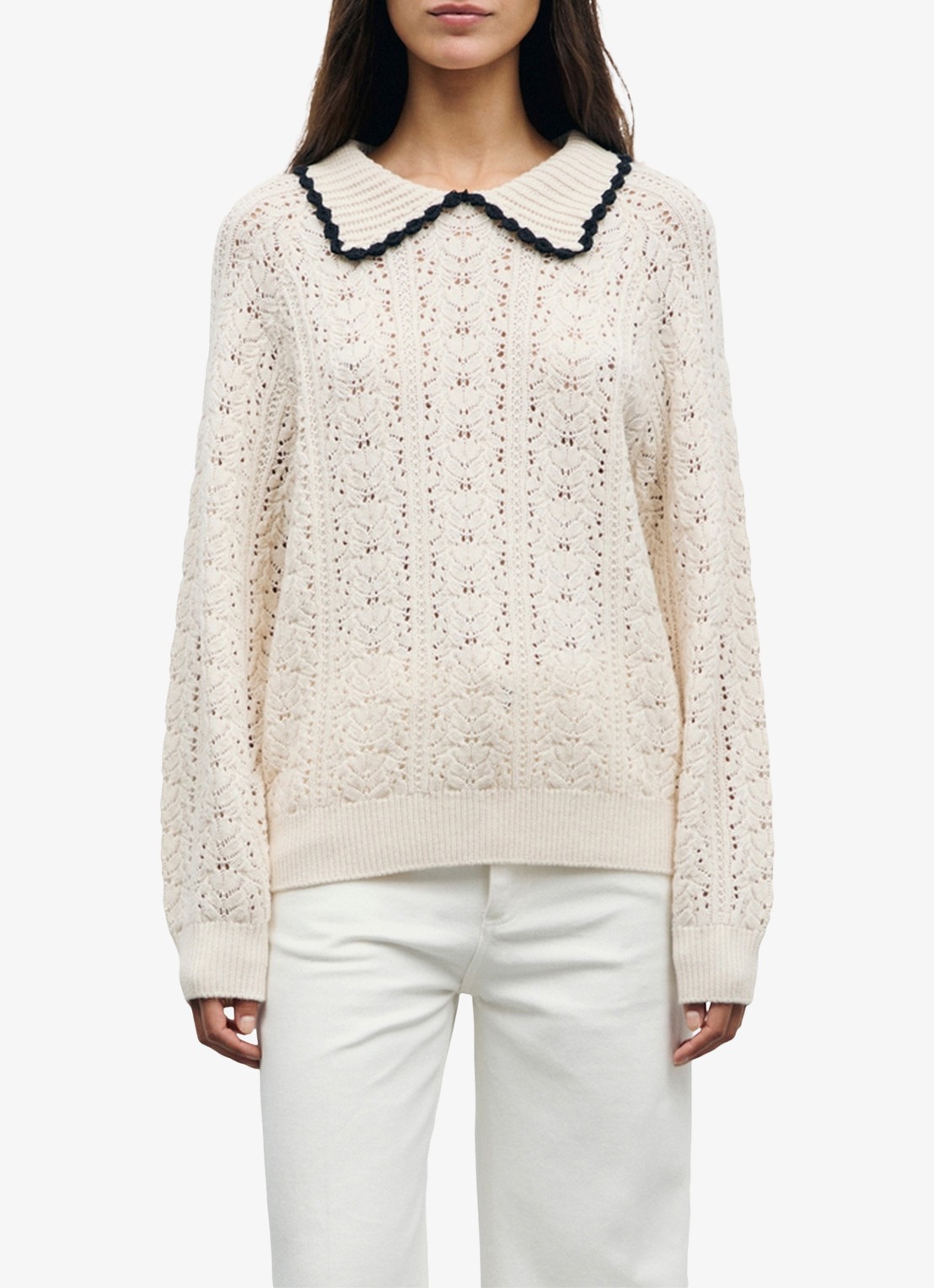 Gerard Darel Roca grofgebreide trui met polokraag - detail 9 creme