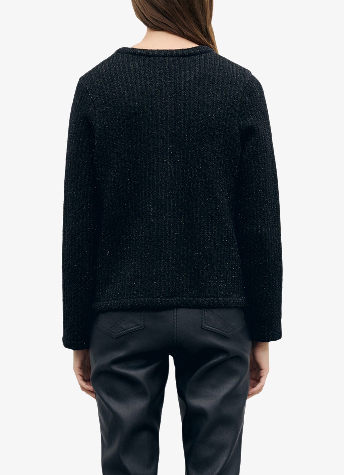Gerard Darel Roda grofgebreid vest met lurex - achterkant zwart