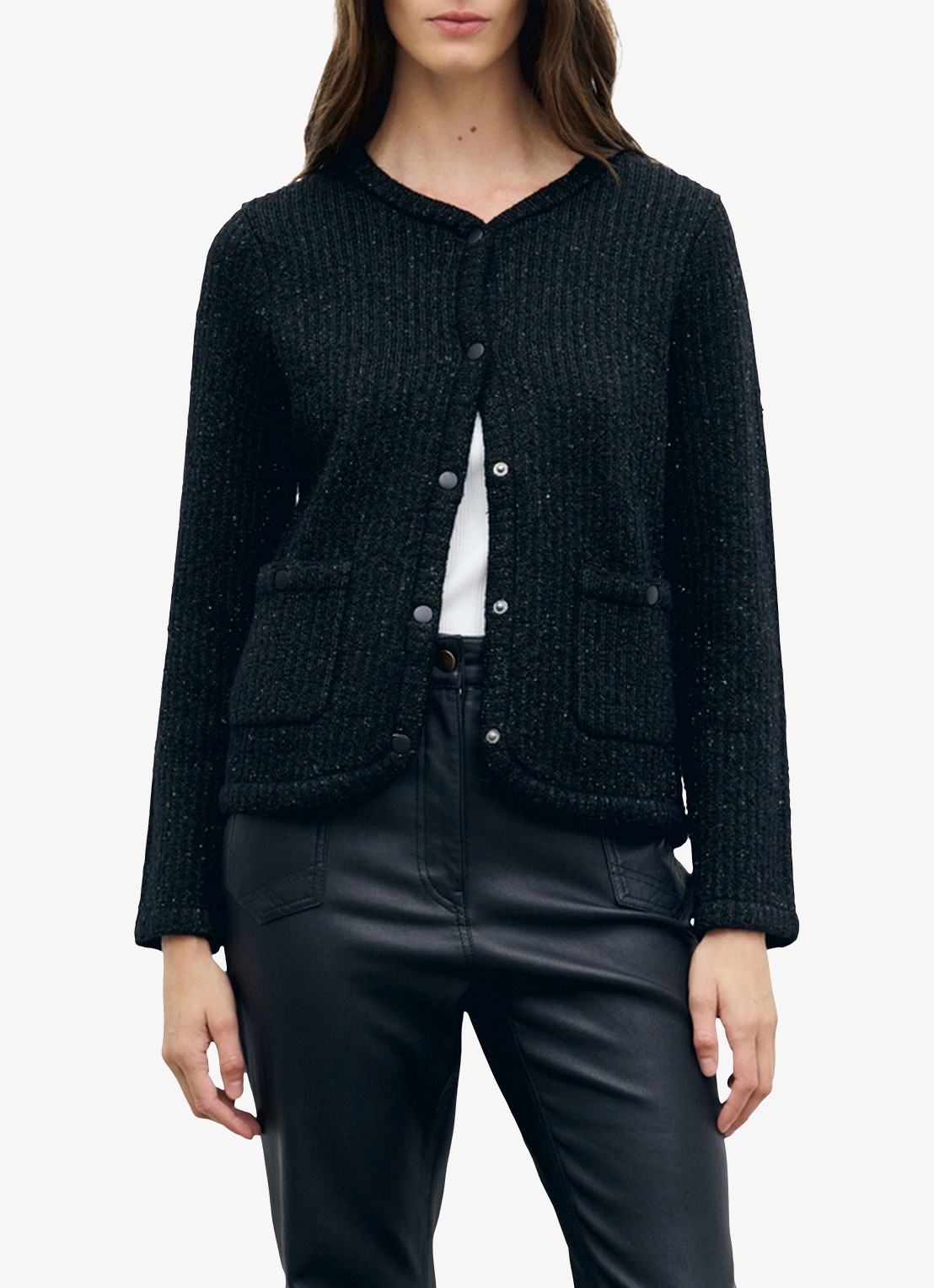 Gerard Darel Roda grofgebreid vest met lurex - detail 2 zwart