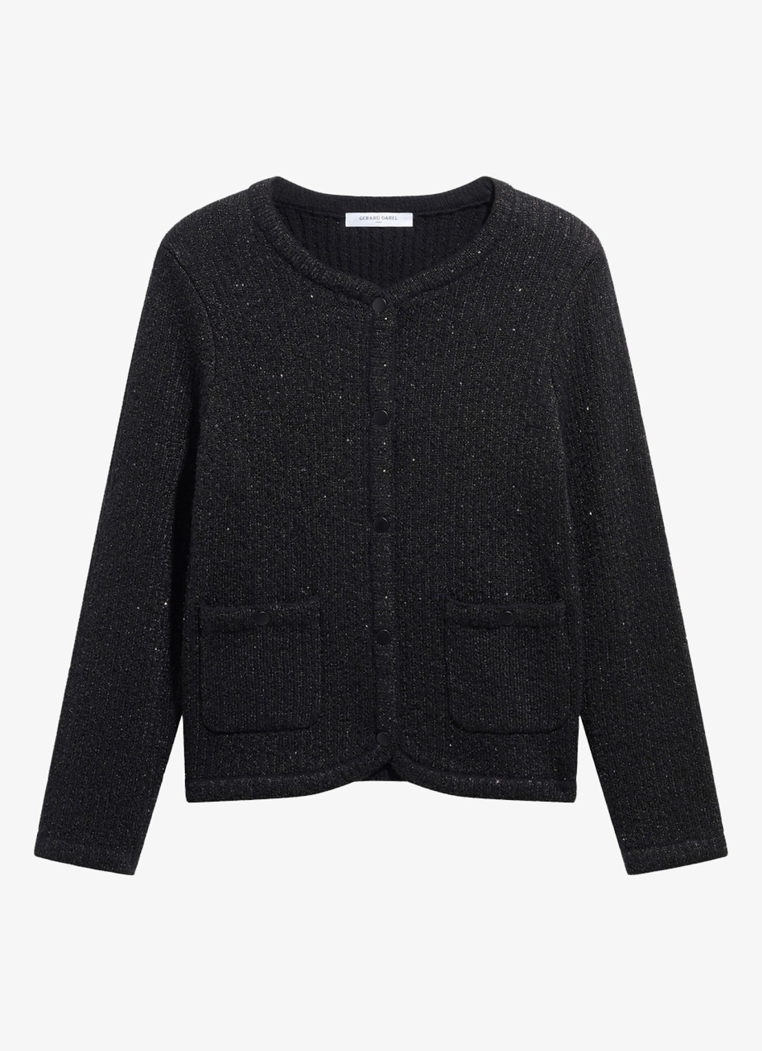 Gerard Darel Roda grofgebreid vest met lurex - voorkant 4 zwart