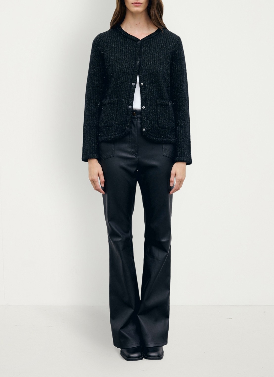 Gerard Darel Roda grofgebreid vest met lurex - voorkant 5 zwart