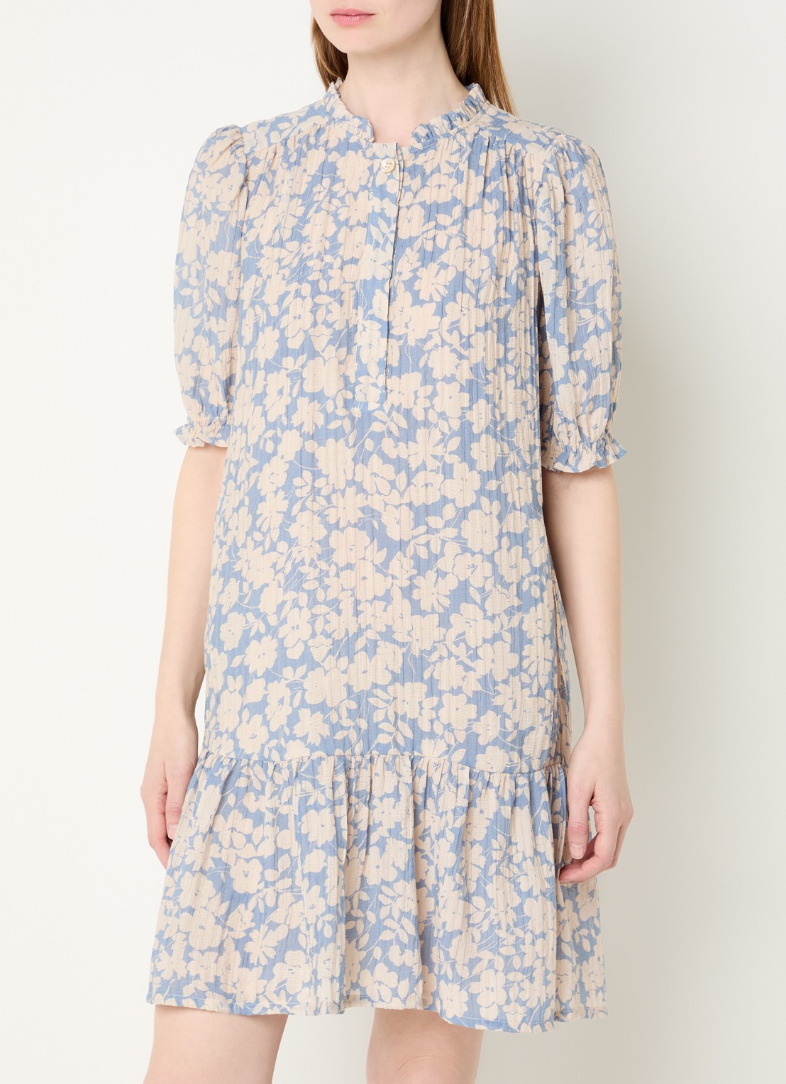 Gerard Darel Romie mini jurk met print - detail lichtblauw
