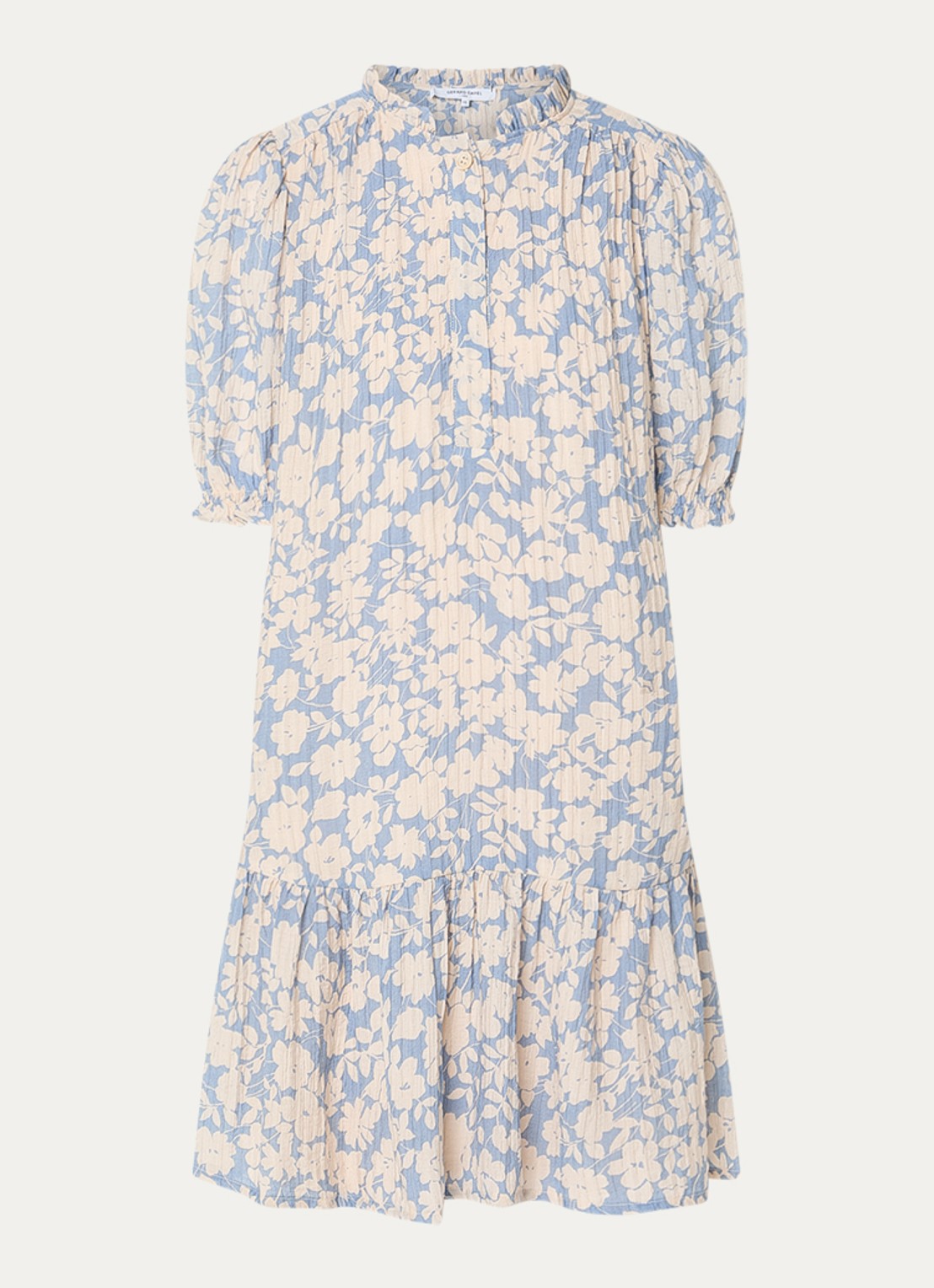 Gerard Darel Romie mini jurk met print - voorkant 3 lichtblauw