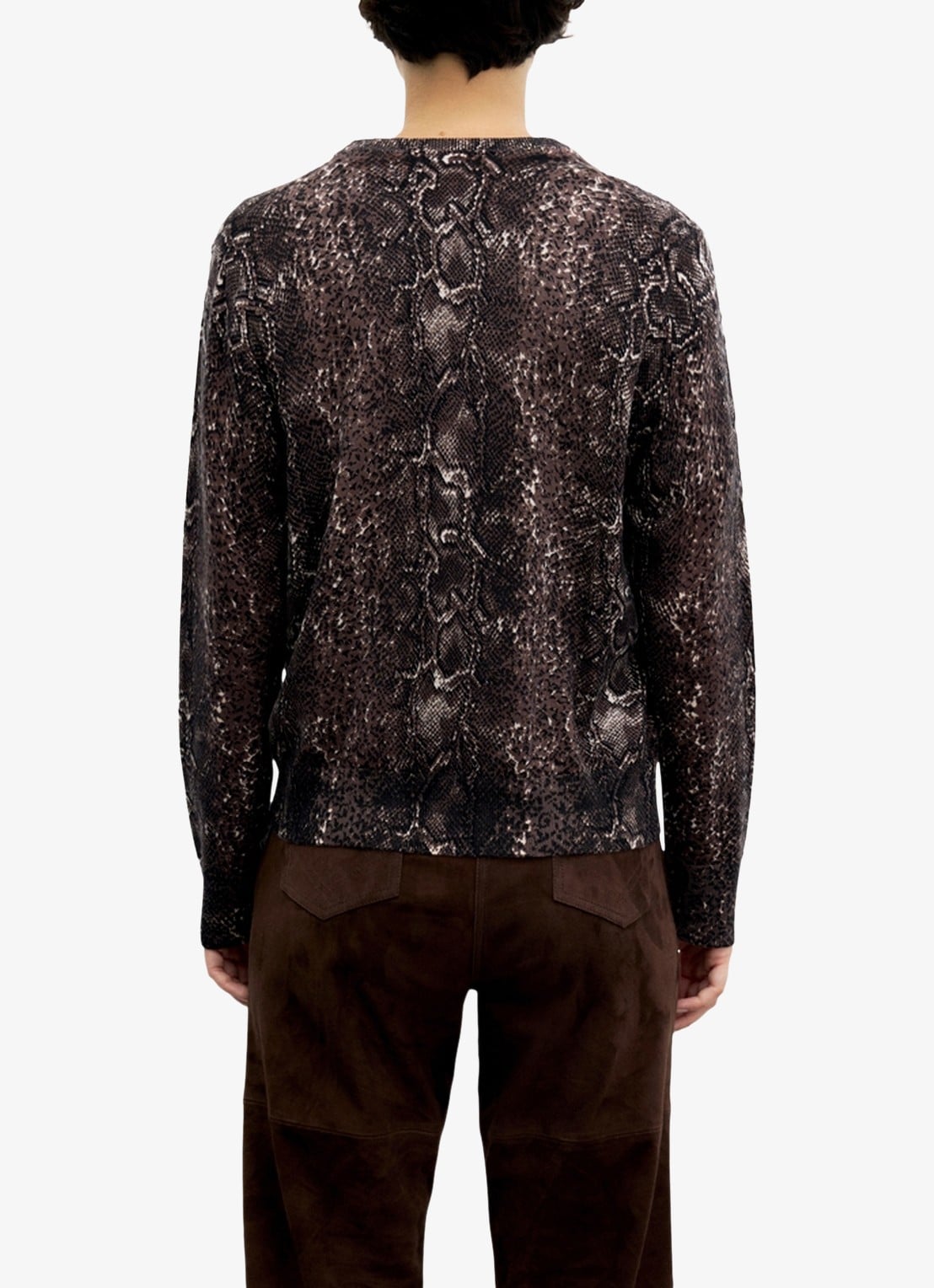 Gerard Darel Rosa fijngebreid vest van merino wol met slangenprint - achterkant 3 bruin