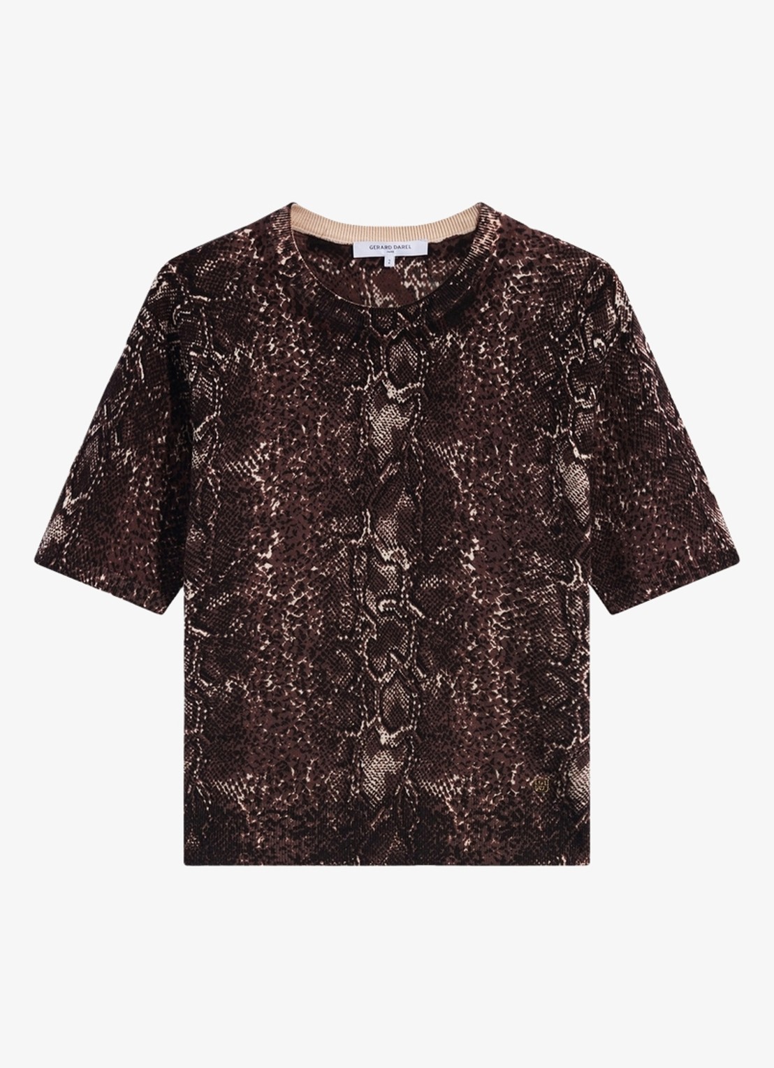 Gerard Darel Rosa fijngebreide trui van merino wol met slangenprint - voorkant 4 bruin