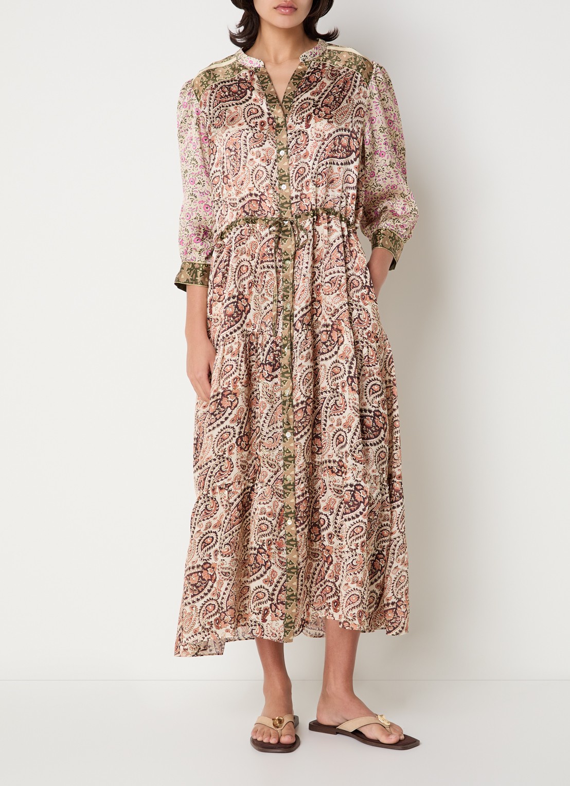 Gerard Darel Roselina midi tuniekjurk van zijde met bloemenprint  - detail 4 roze