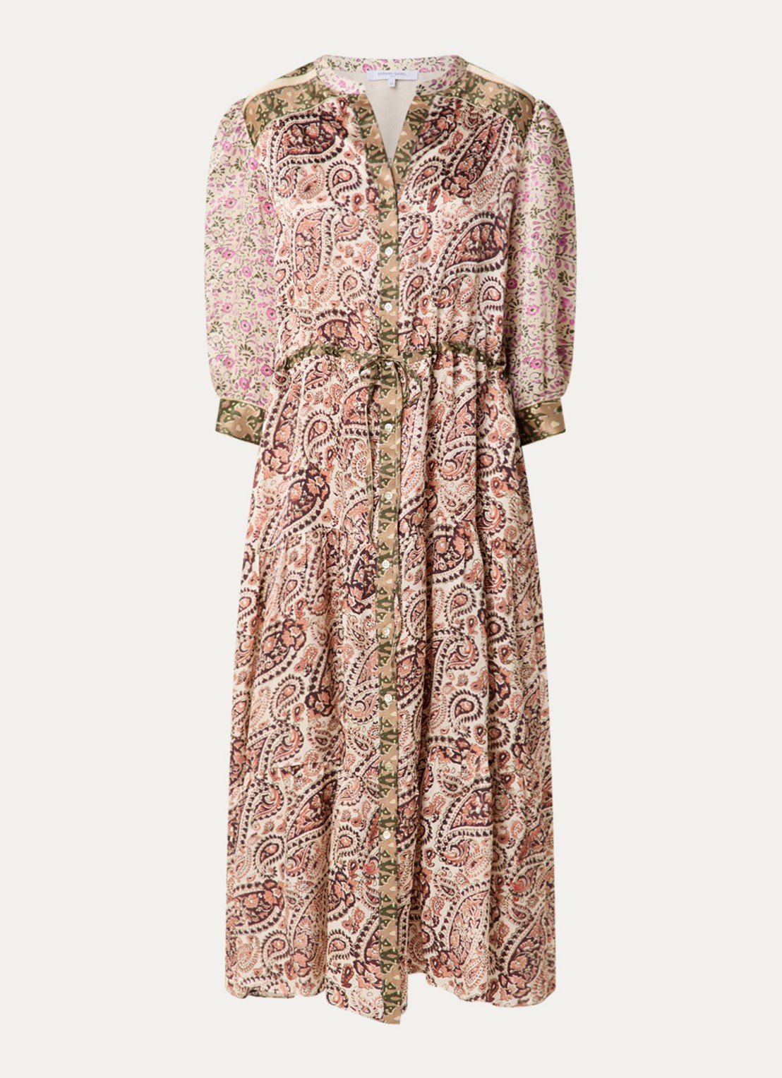 Gerard Darel Roselina midi tuniekjurk van zijde met bloemenprint  - voorkant 2 roze