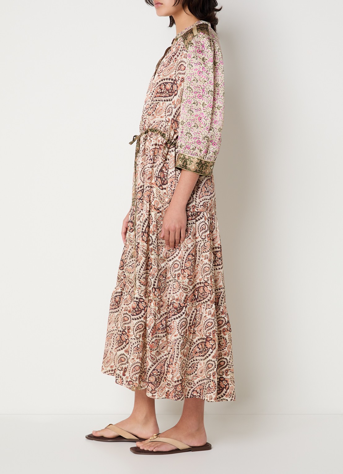 Gerard Darel Roselina midi tuniekjurk van zijde met bloemenprint  - voorkant 3 roze
