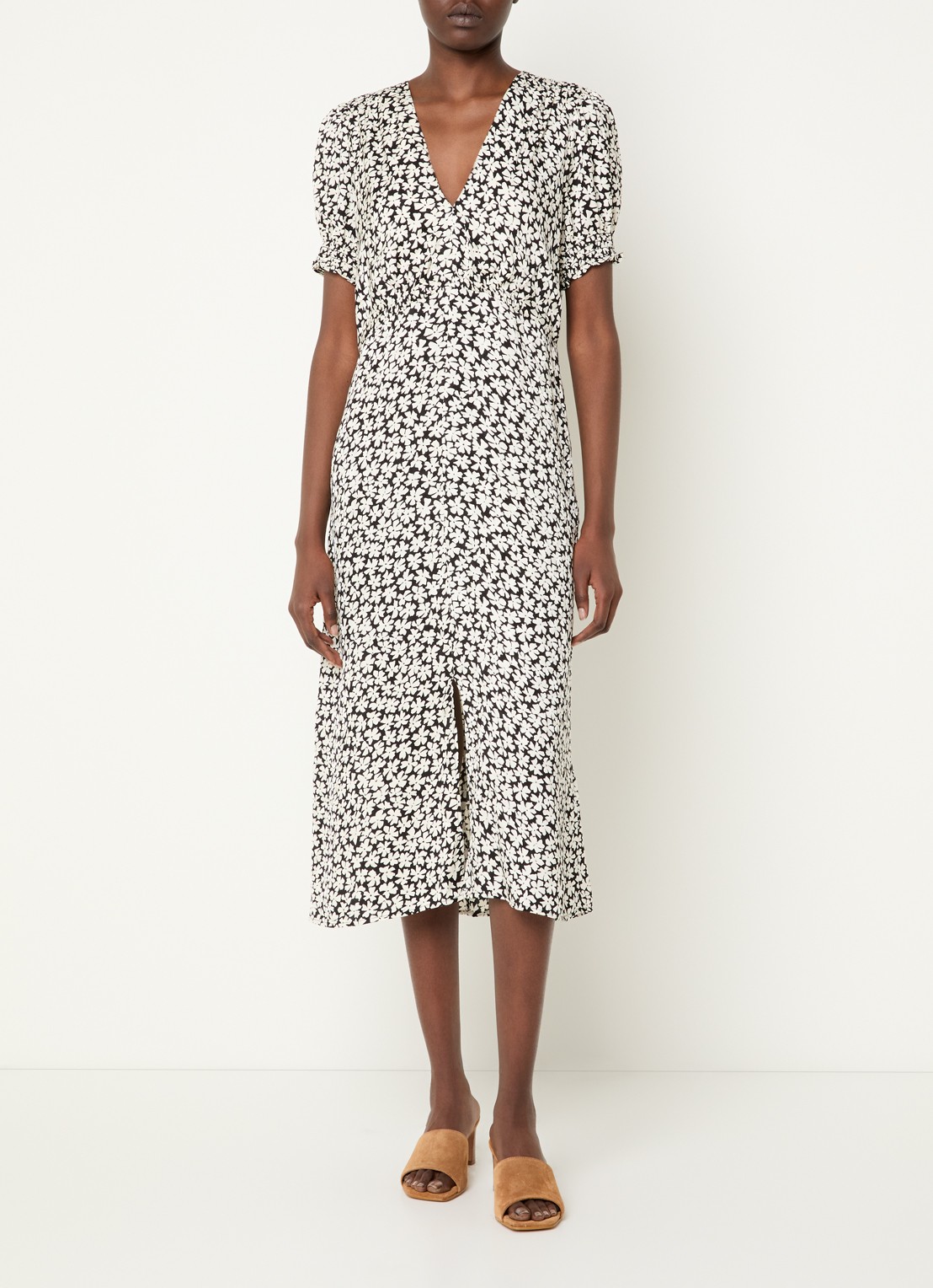 Gerard Darel Rosi midi jurk met bloemenprint - detail 4 zwart