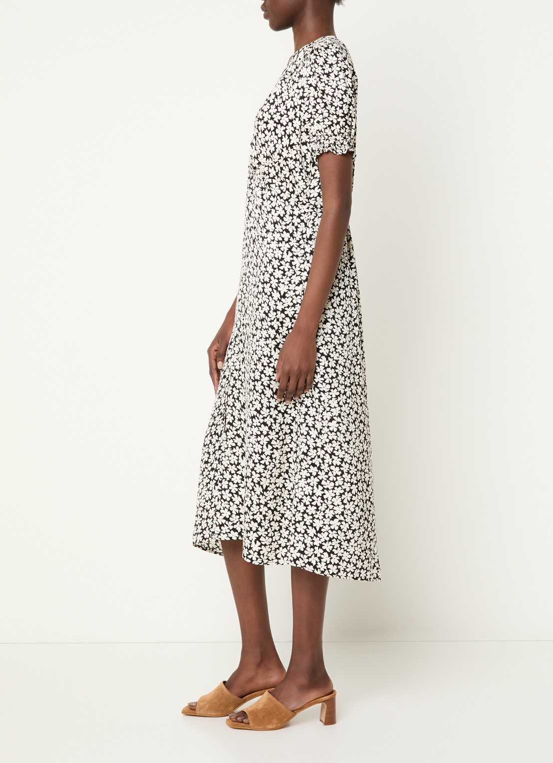 Gerard Darel Rosi midi jurk met bloemenprint - voorkant 2 zwart