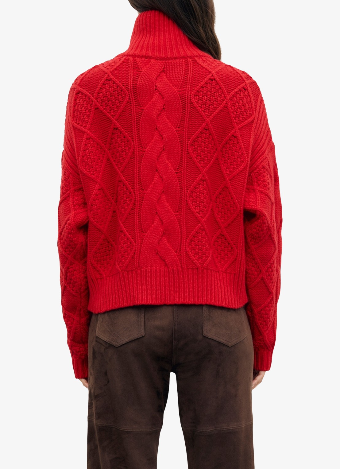 Gerard Darel Roxy kabelgebreide trui van wol met col - achterkant 5 rood