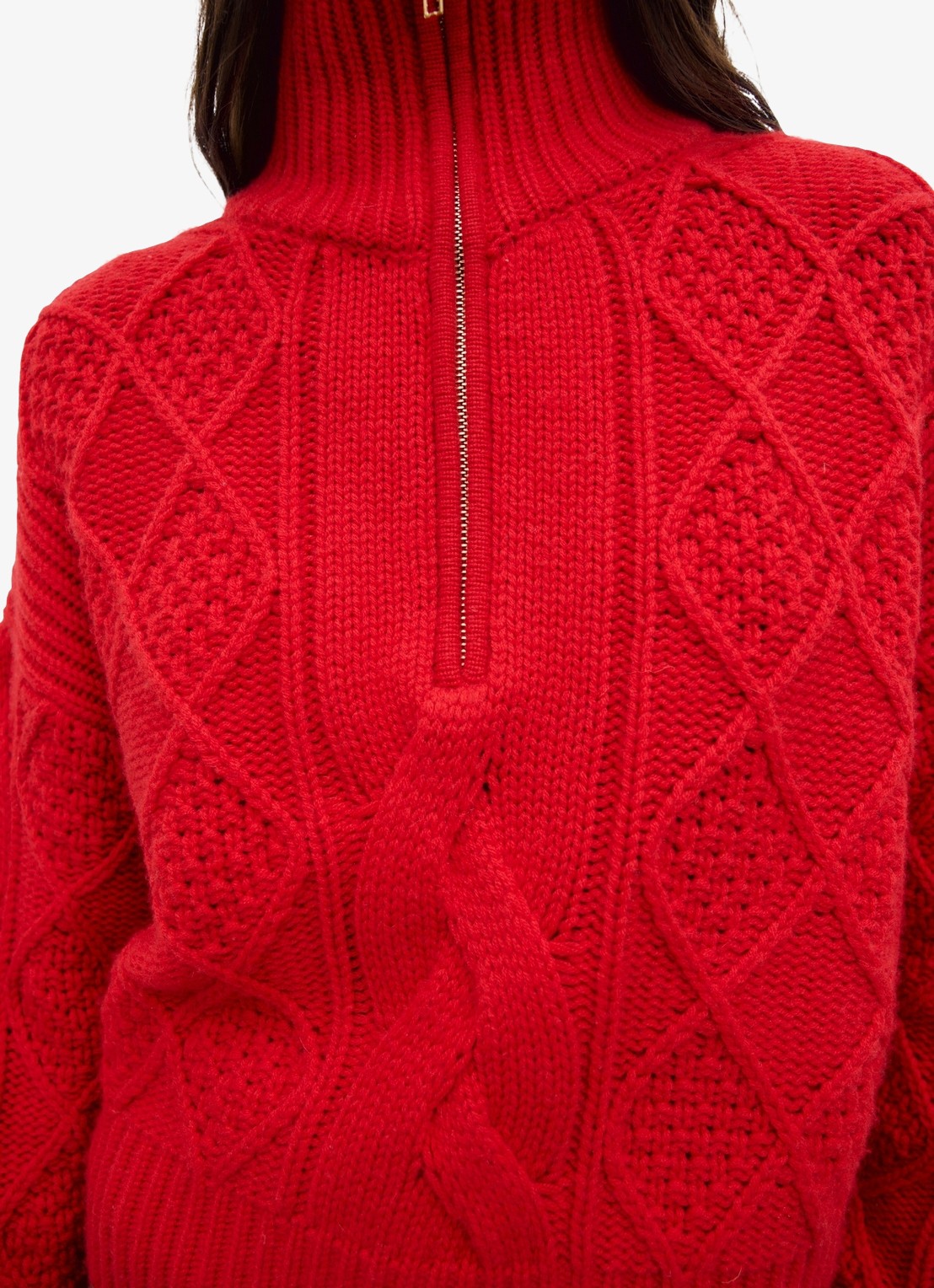 Gerard Darel Roxy kabelgebreide trui van wol met col - detail 4 rood