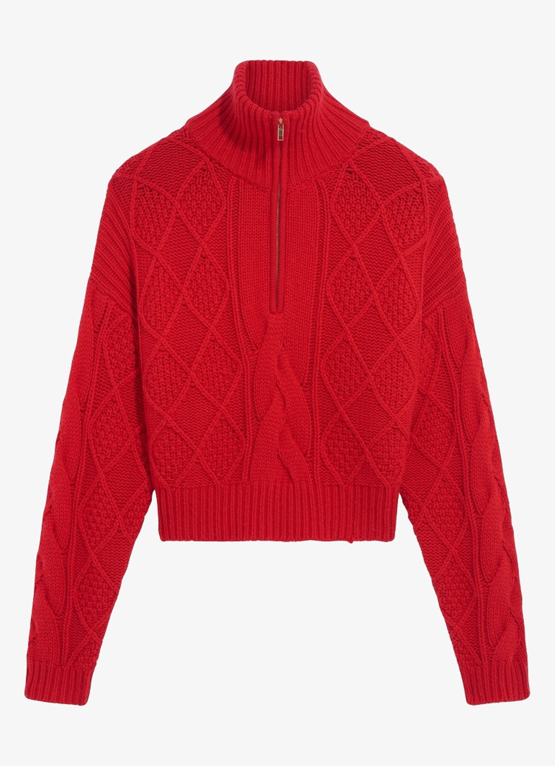 Gerard Darel Roxy kabelgebreide trui van wol met col - voorkant rood