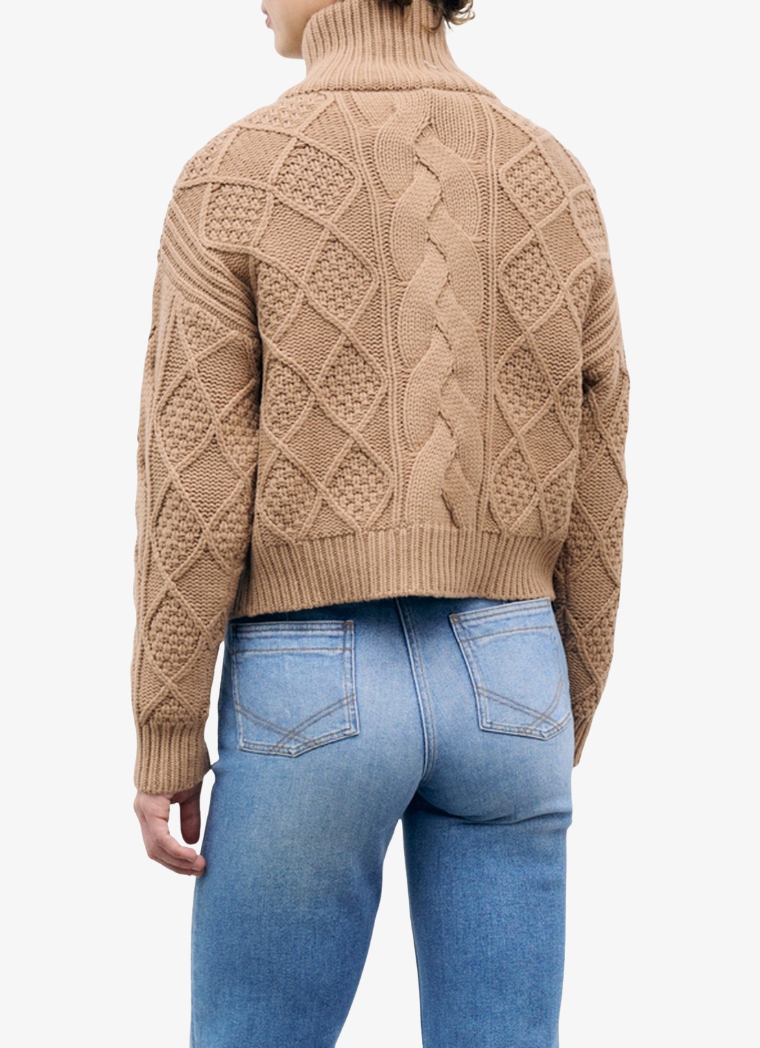 Gerard Darel Roxy kabelgebreide trui van wol met col - achterkant camel